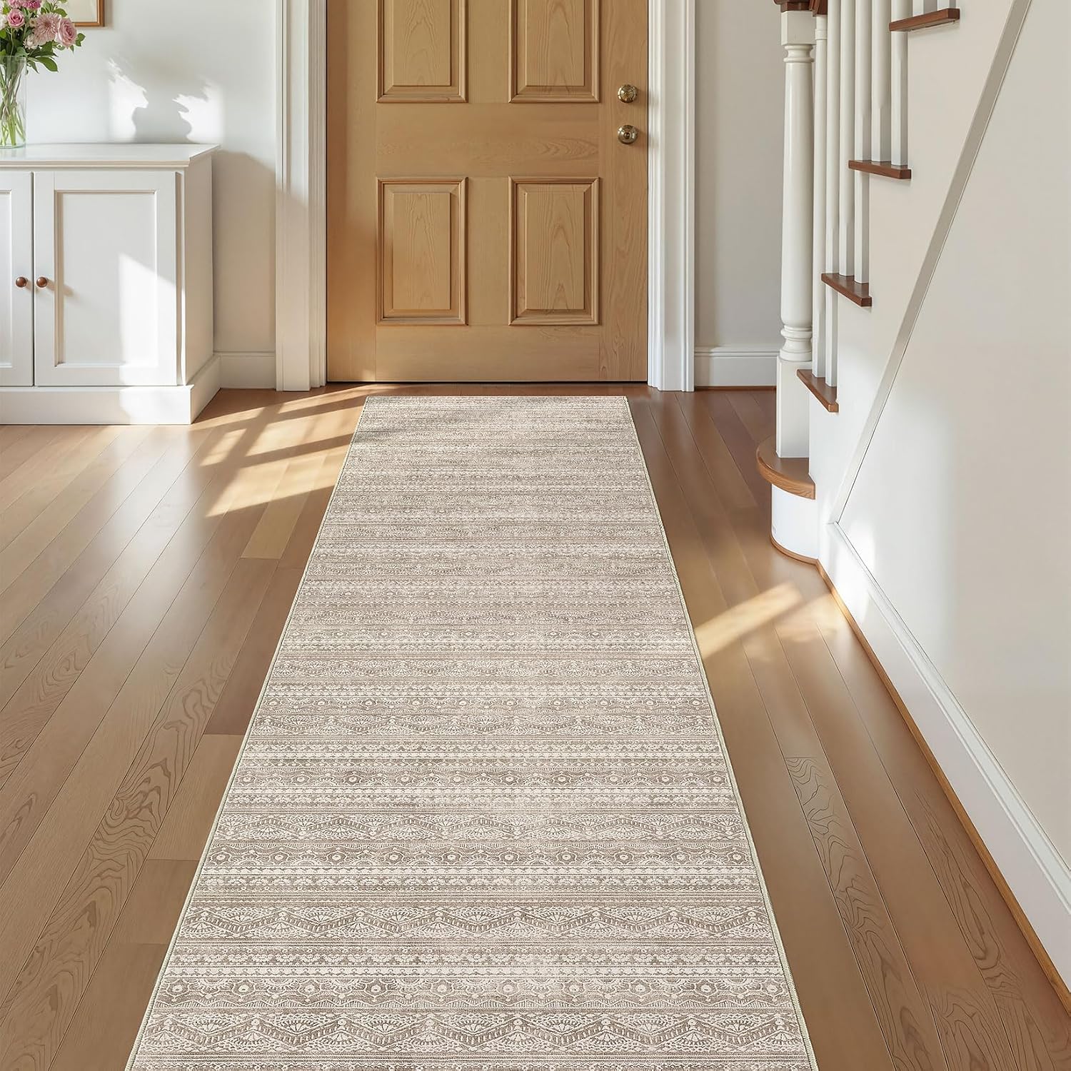 Tortania Area Rug Living Room Rugs - 10x12 Washable Large Soft Neutral Boho Moroccan Bohemian Farmhouse Rug Indoor Floor Carpet for Bedroom Under