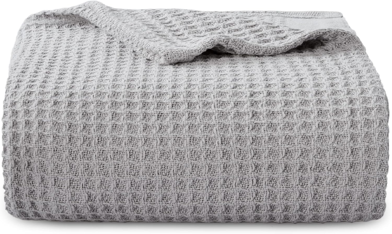 Bedsure 100% Cotton Blanket King Size for Bed - Cooling Breathable and Soft for Summer, Thick Cozy Waffle Weave Blanket Gifts for Women, White