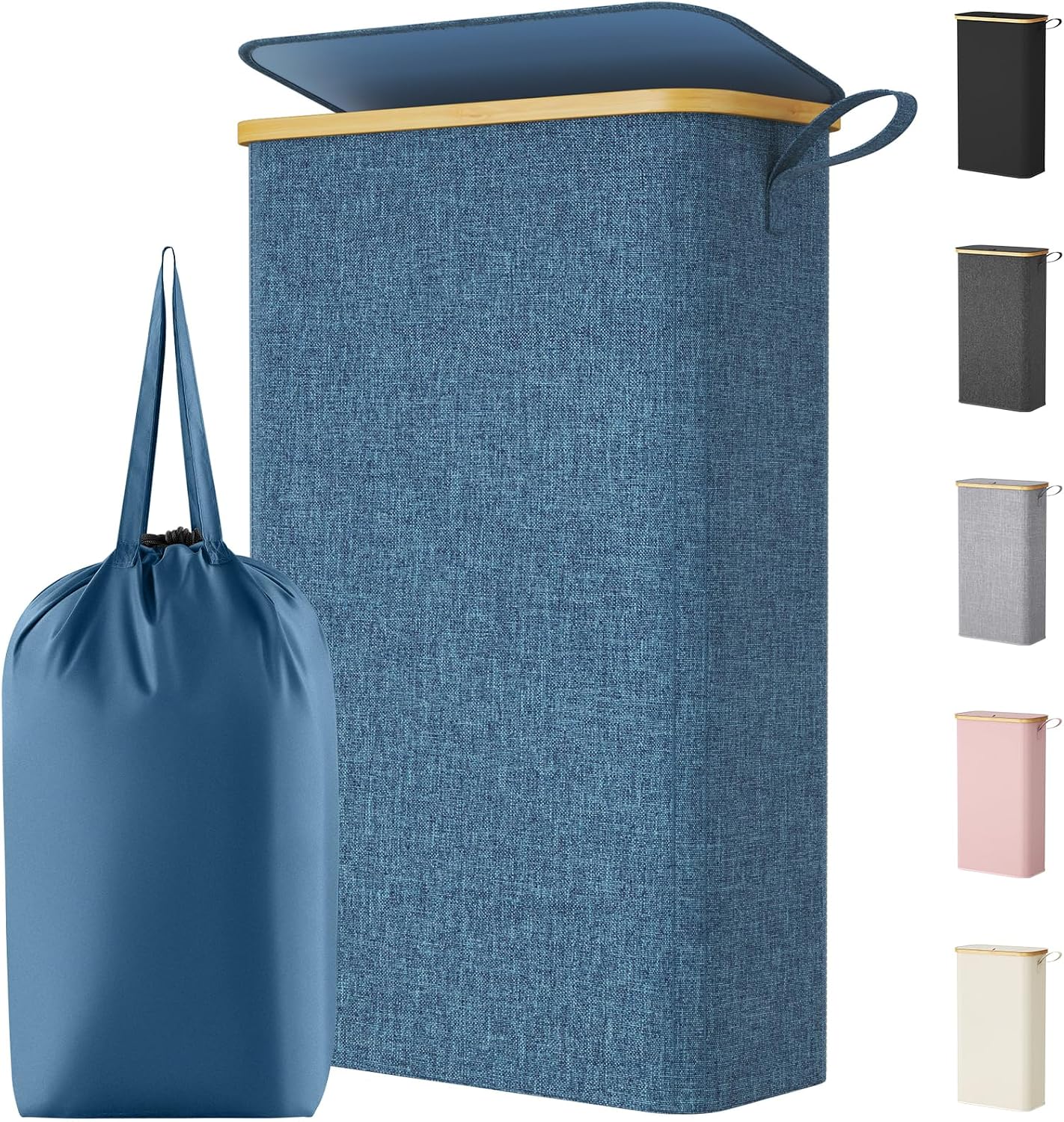 Lifewit 150L Double Laundry Hamper with Lid, Large Laundry Basket with Removable Bag and Bamboo Handles