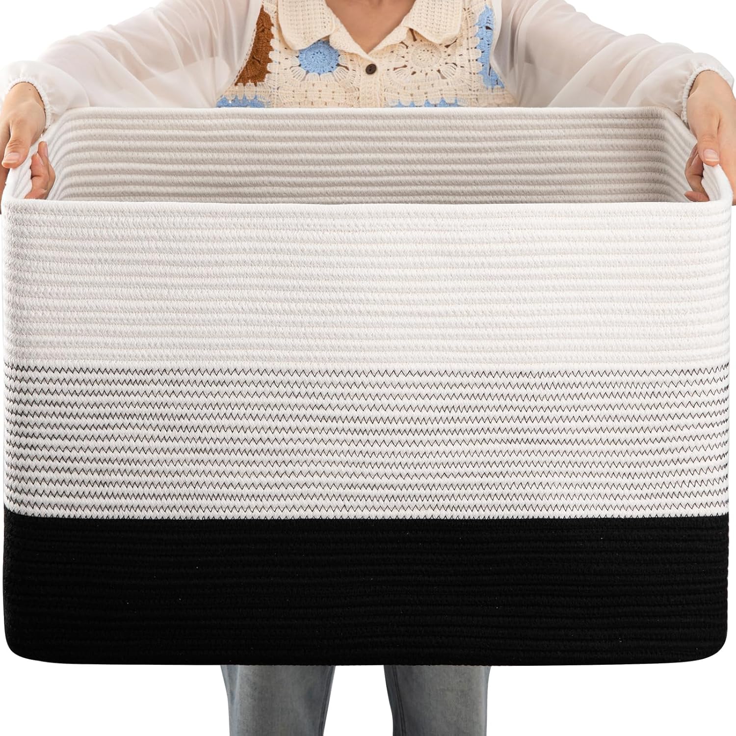 OIAHOMY Large Blanket Basket, 22"x17"x12" Laundry Baskets, Nursery Blanket Storage Living Room, Toy Storage With Handle