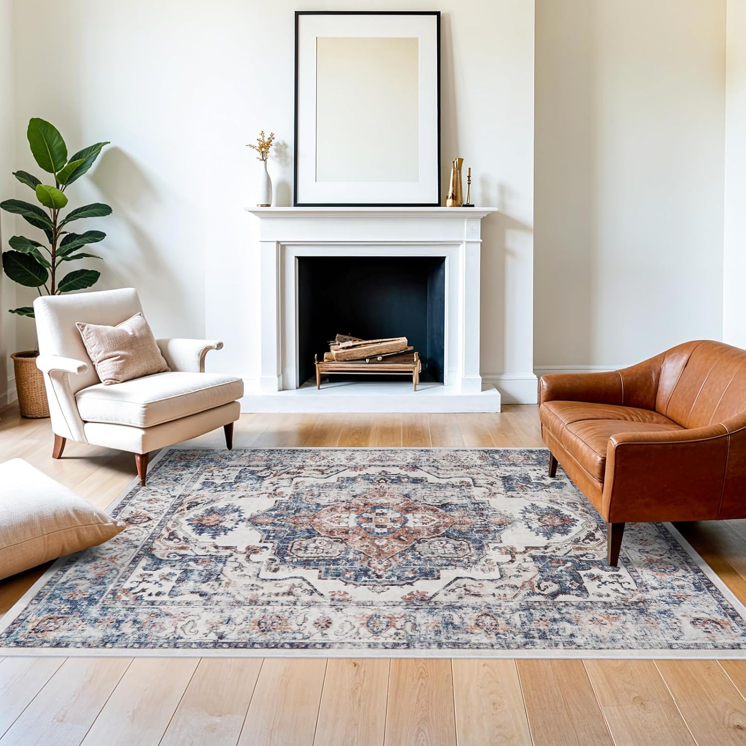 HY HAO YUN LAI Washable Large 9x12 Area Rug: Living Room Oriental Non Slip Soft Rugs Indoor Low Pile Stain Resistant Carpet for Bedroom Dining Room