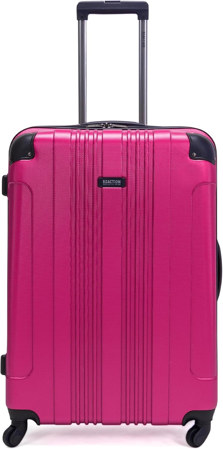Kenneth Cole REACTION Out of Bounds Lightweight Hardshell 4-Wheel Spinner Luggage, Charcoal, 24-Inch Checked