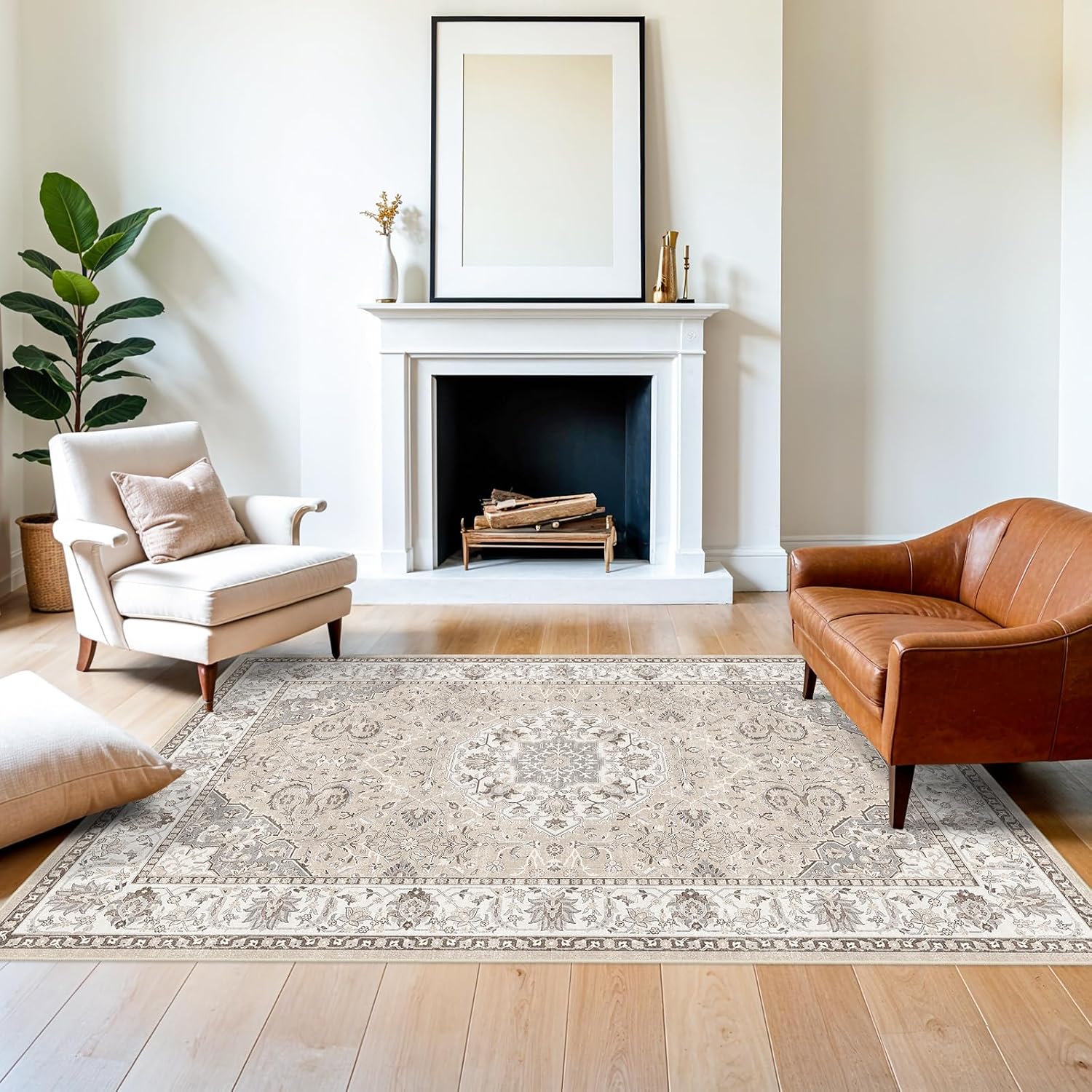 HY HAO YUN LAI Washable Large 9x12 Area Rug: Living Room Oriental Non Slip Soft Rugs Indoor Low Pile Stain Resistant Carpet for Bedroom Dining Room