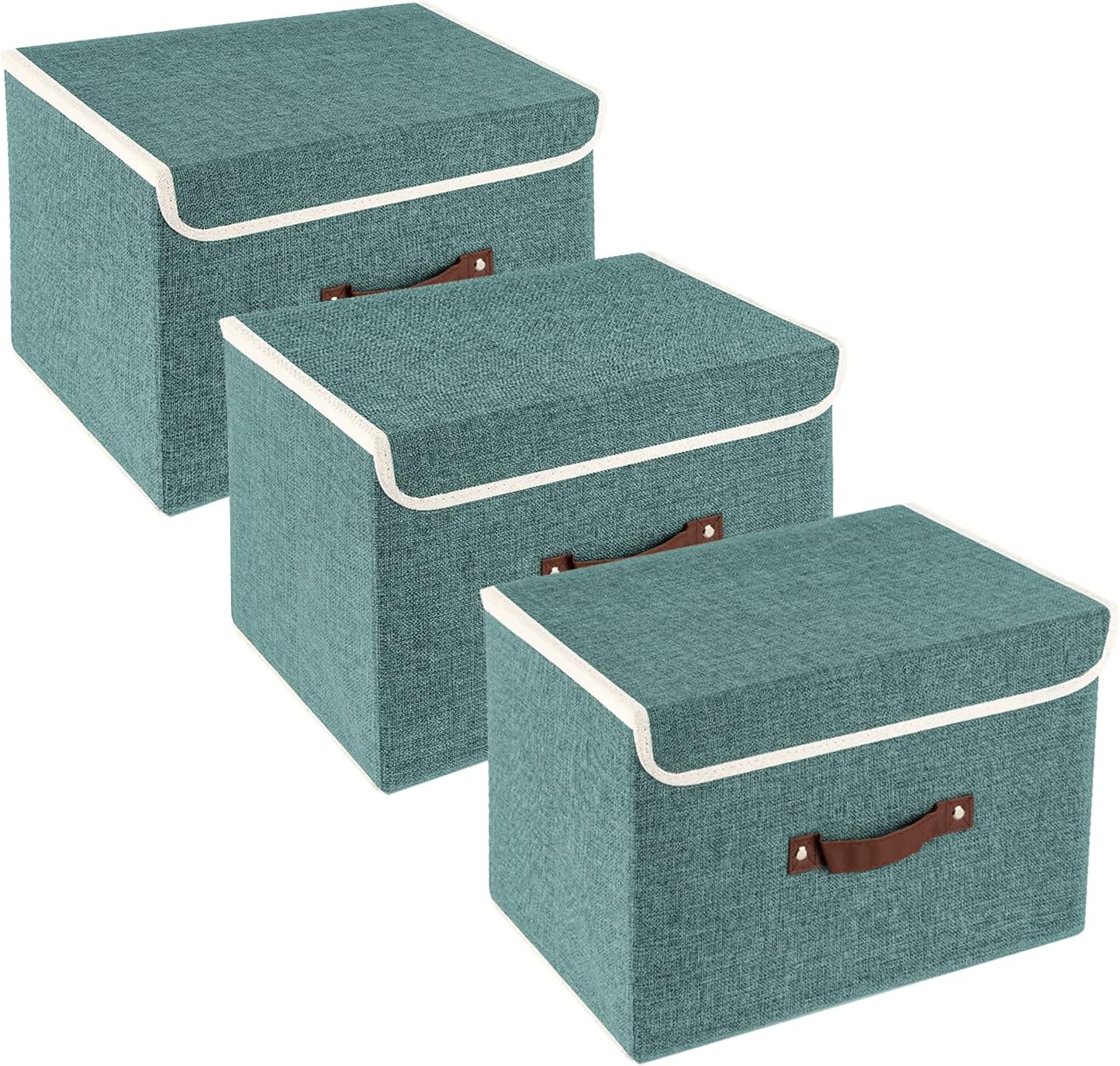 TYEERS Foldable Storage Boxes with Lids 5 Pack Fabric Storage Bins with Lids, Closet Organizers for Clothes Storage, Room Organization, Office Storage