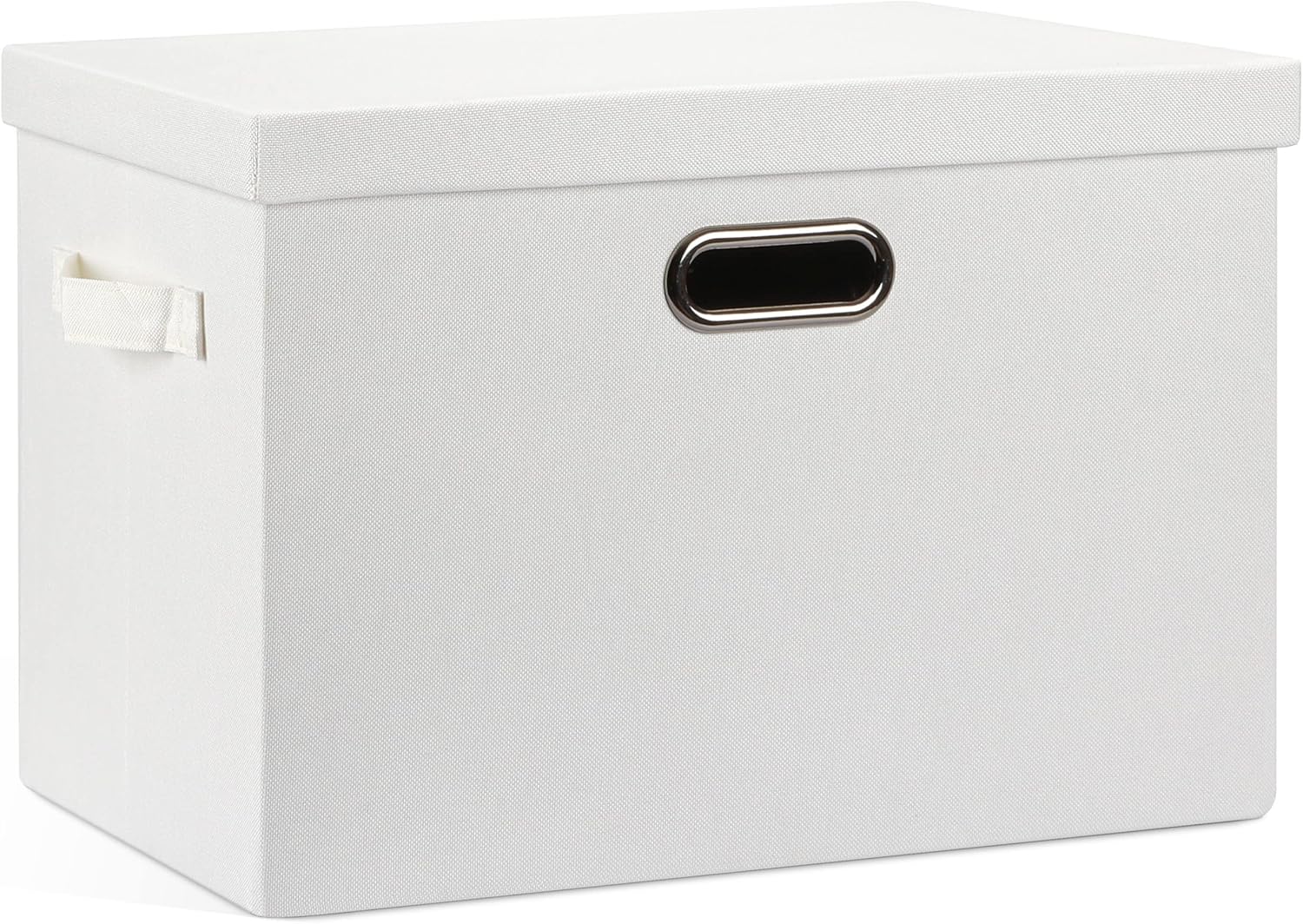 Graciadeco Large Quart Collapsible Stackable Storage Bins with Lids, 3 Packs Beige Linen Fabric Closet Boxes with Lids