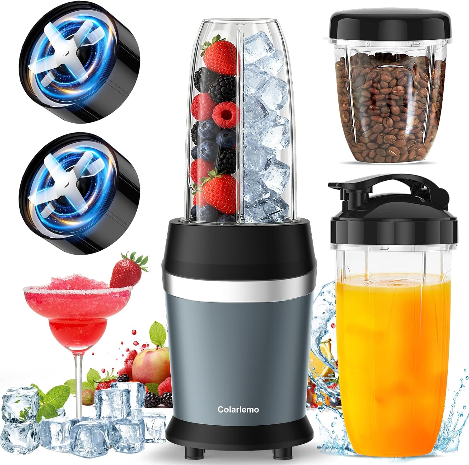 Colarlemo 12-Piece Smoothie Blender Maker 25, 000 RPM Personal Blender for Ice Crushing Smoothies and Frozen Drinks Nuts with 23oz, 32oz