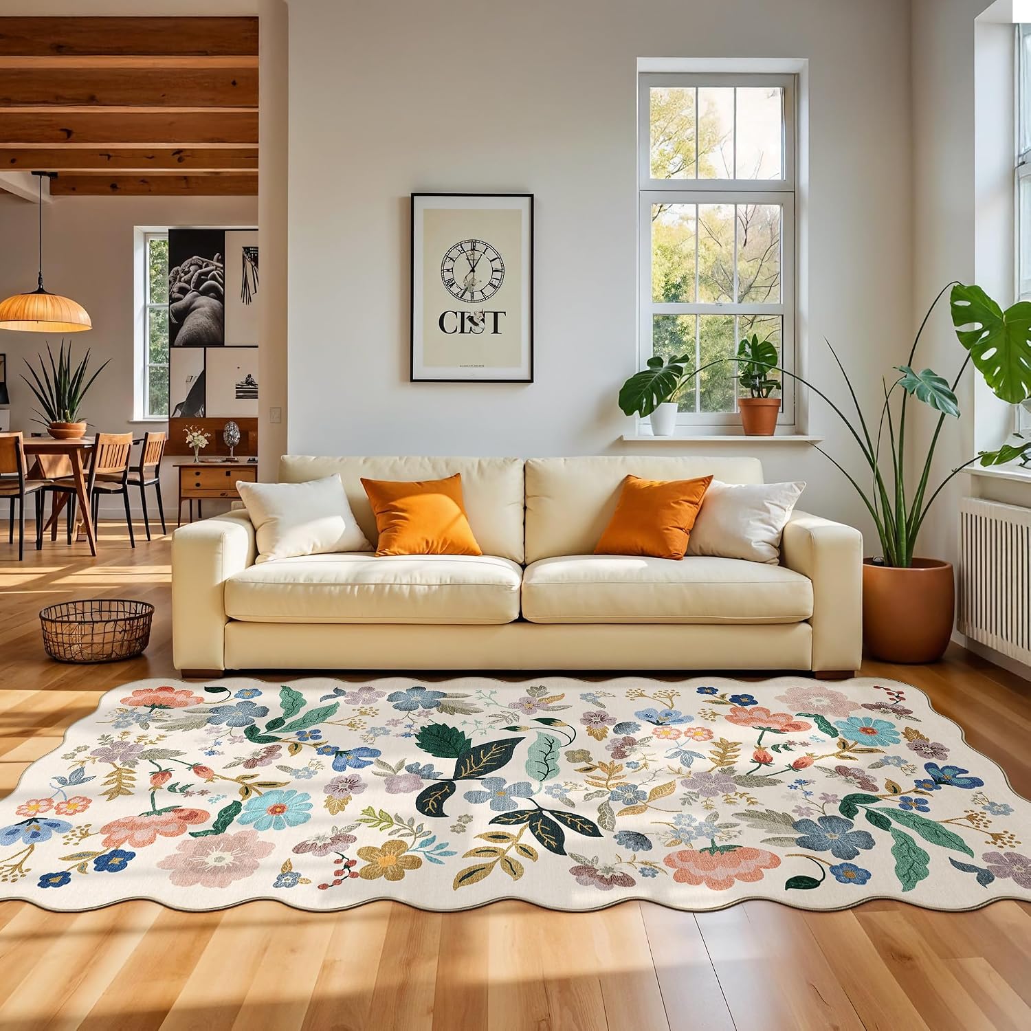 HY HAO YUN LAI Washable Large 9x12 Area Rug: Living Room Oriental Non Slip Soft Rugs Indoor Low Pile Stain Resistant Carpet for Bedroom Dining Room