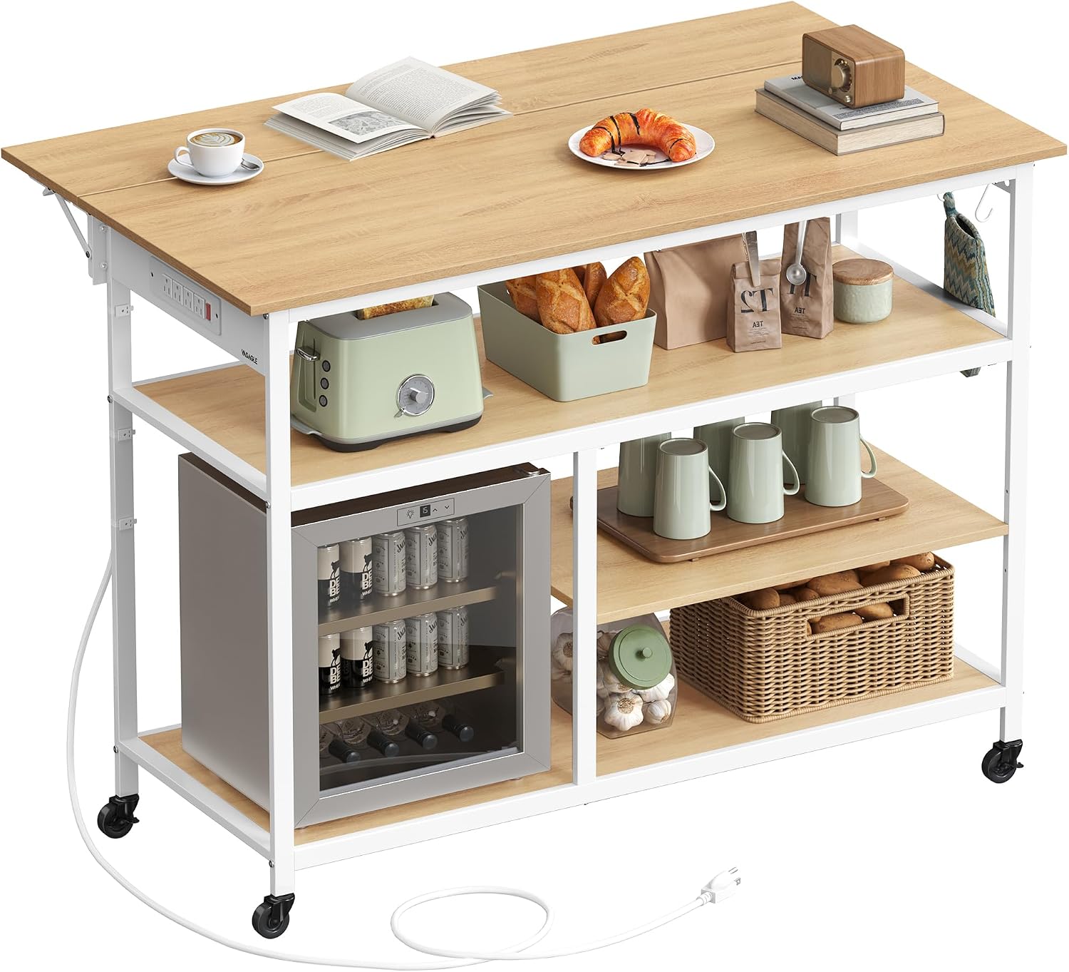 VASAGLE Kitchen Rolling Island, Mobile Kitchen Cart with Storage on Wheels, 17.7 x 23.6 x 35.4 Inches, Drawer, 2 Hooks, for Dining Room