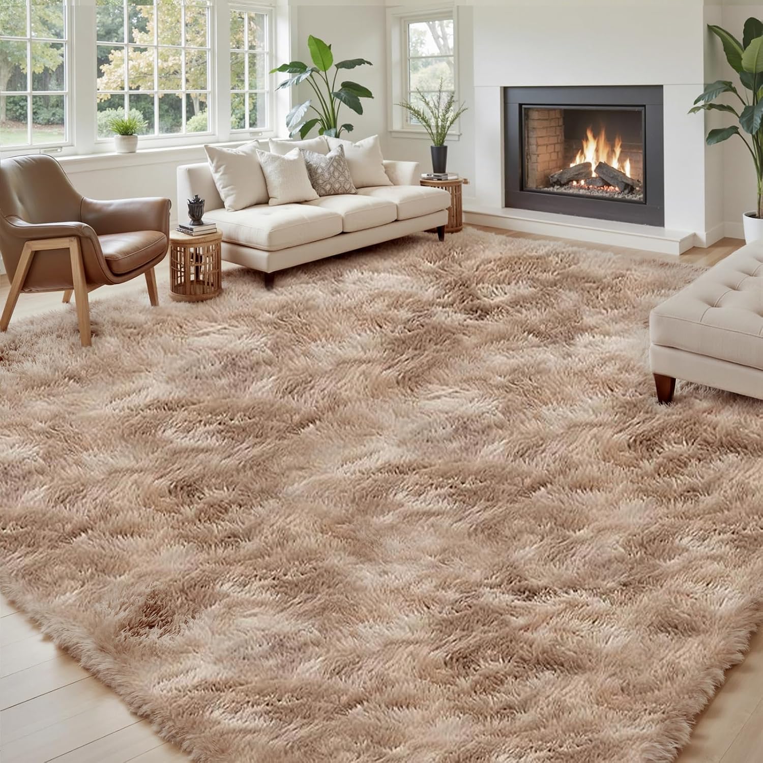 junhejiamei Area Rugs 9x12 Living Room, Large Area Rug Shaggy Carpet Soft Plush Furry Bedside Rug