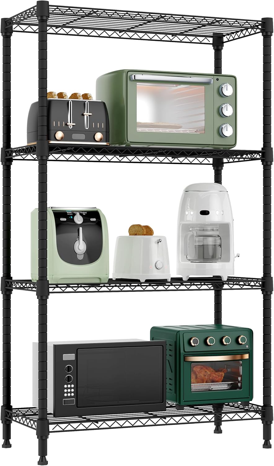 M MZG 5-Shelf Storage Shelves, Wire Shelving Heavy Duty Metal Storage Shelving Unit Adjustable Garage Shelving Rack Pantry Kitchen (Chrome, 5 Tier