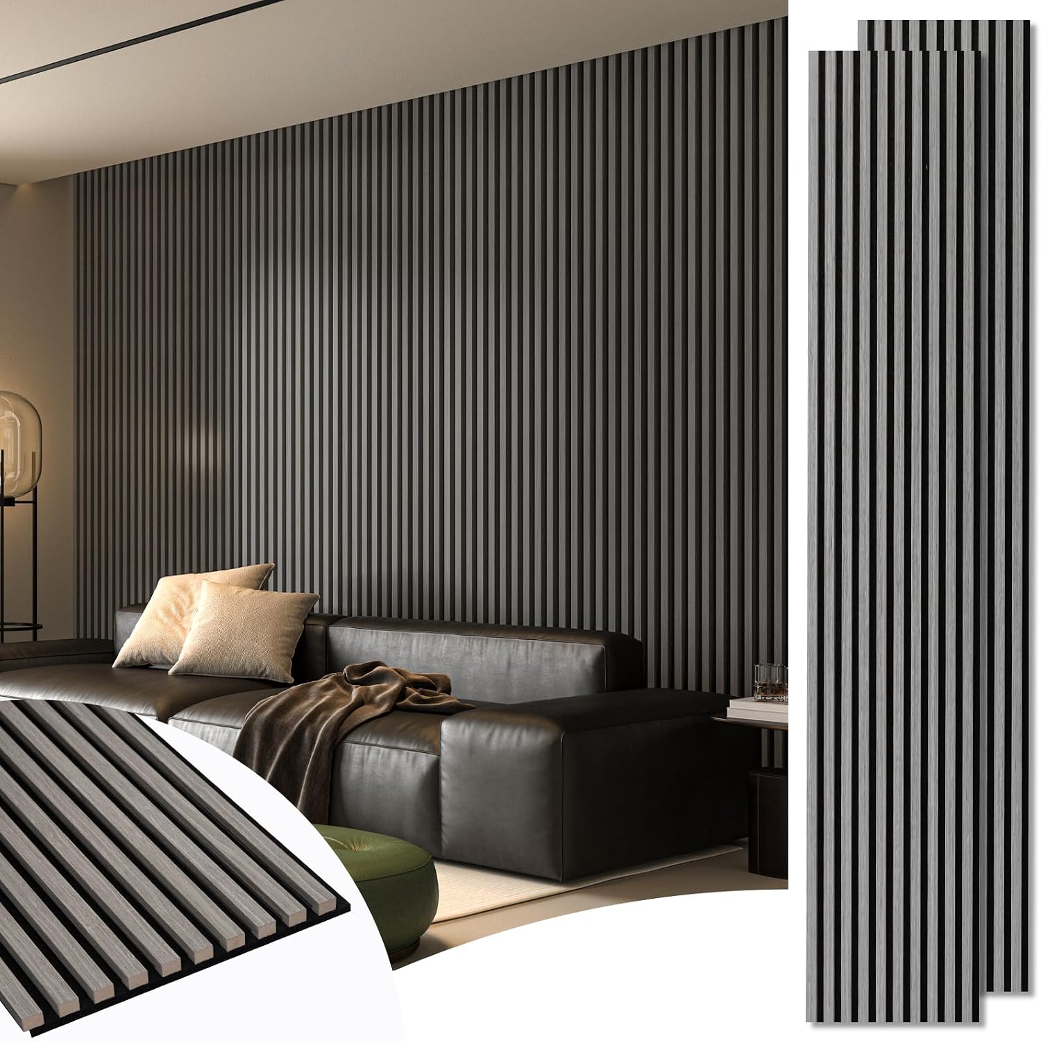 Art3d 2-Pack 108" x 12" Acoustic Wood Panels for Wall, Soundproof Wood Slat Panel for Wall and Ceiling