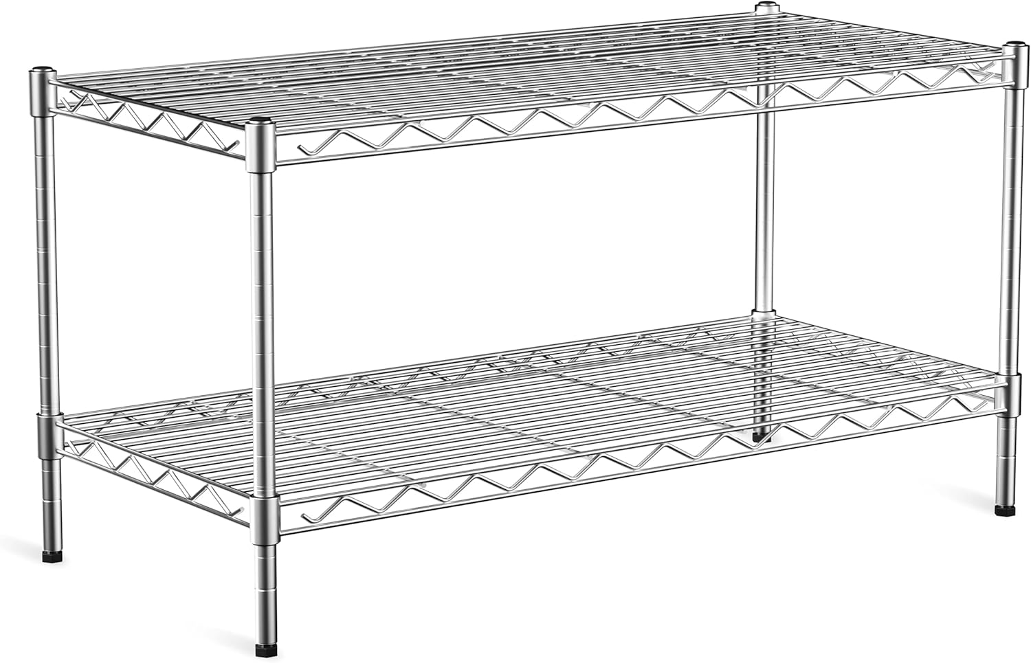 5-Tier Heavy Duty Metal Shelf, Chrome Wire Shelving Unit 35"Wx18Dx71H, Height Adjustable Storage Wire Shelves with Lockable Wheels for Garage, Kitchen