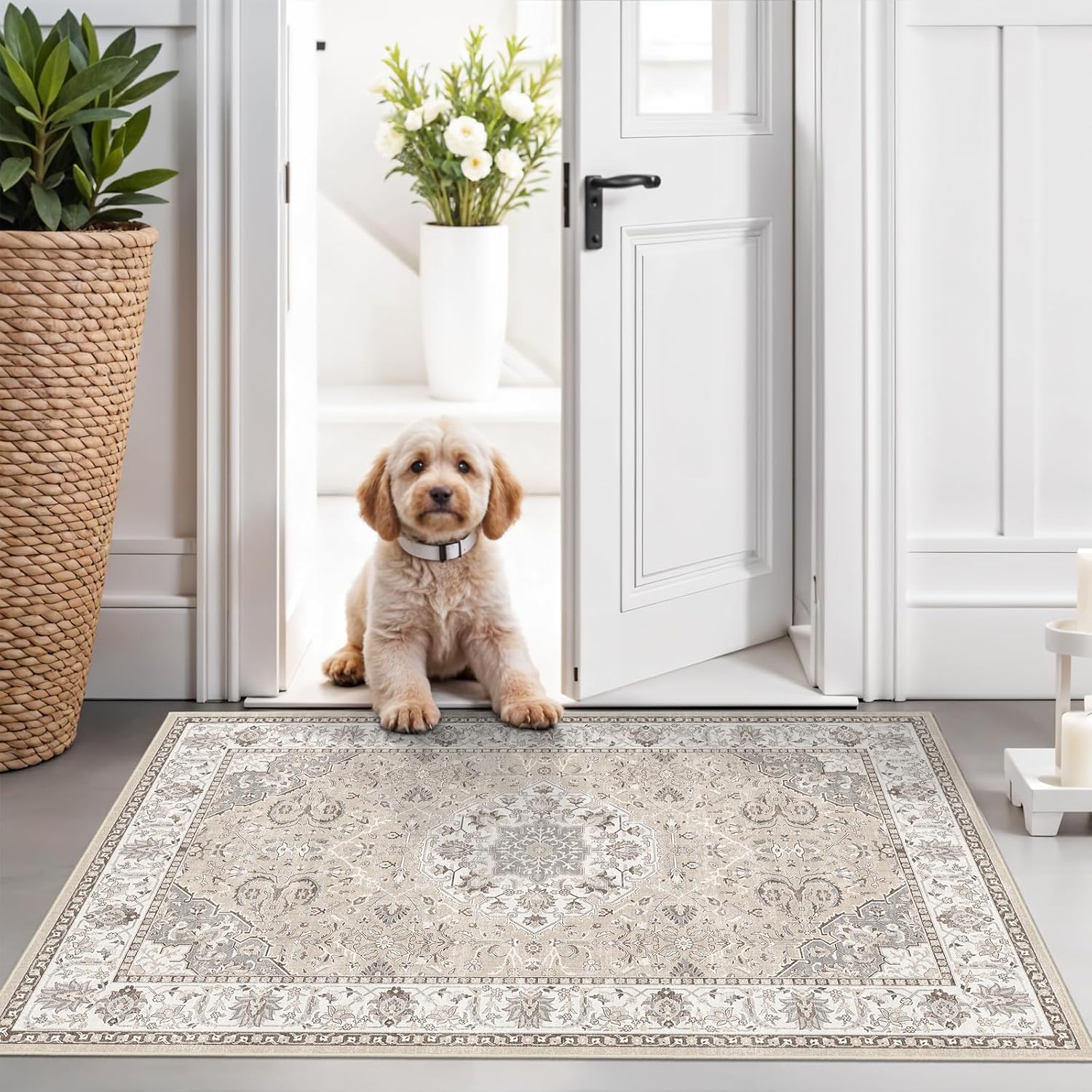 HY HAO YUN LAI Washable Large 9x12 Area Rug: Living Room Oriental Non Slip Soft Rugs Indoor Low Pile Stain Resistant Carpet for Bedroom Dining Room