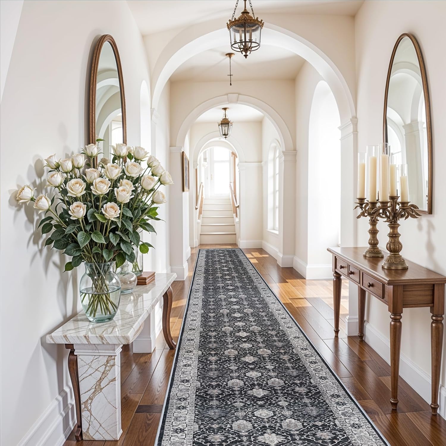 HY HAO YUN LAI Washable Large 9x12 Area Rug: Living Room Oriental Non Slip Soft Rugs Indoor Low Pile Stain Resistant Carpet for Bedroom Dining Room
