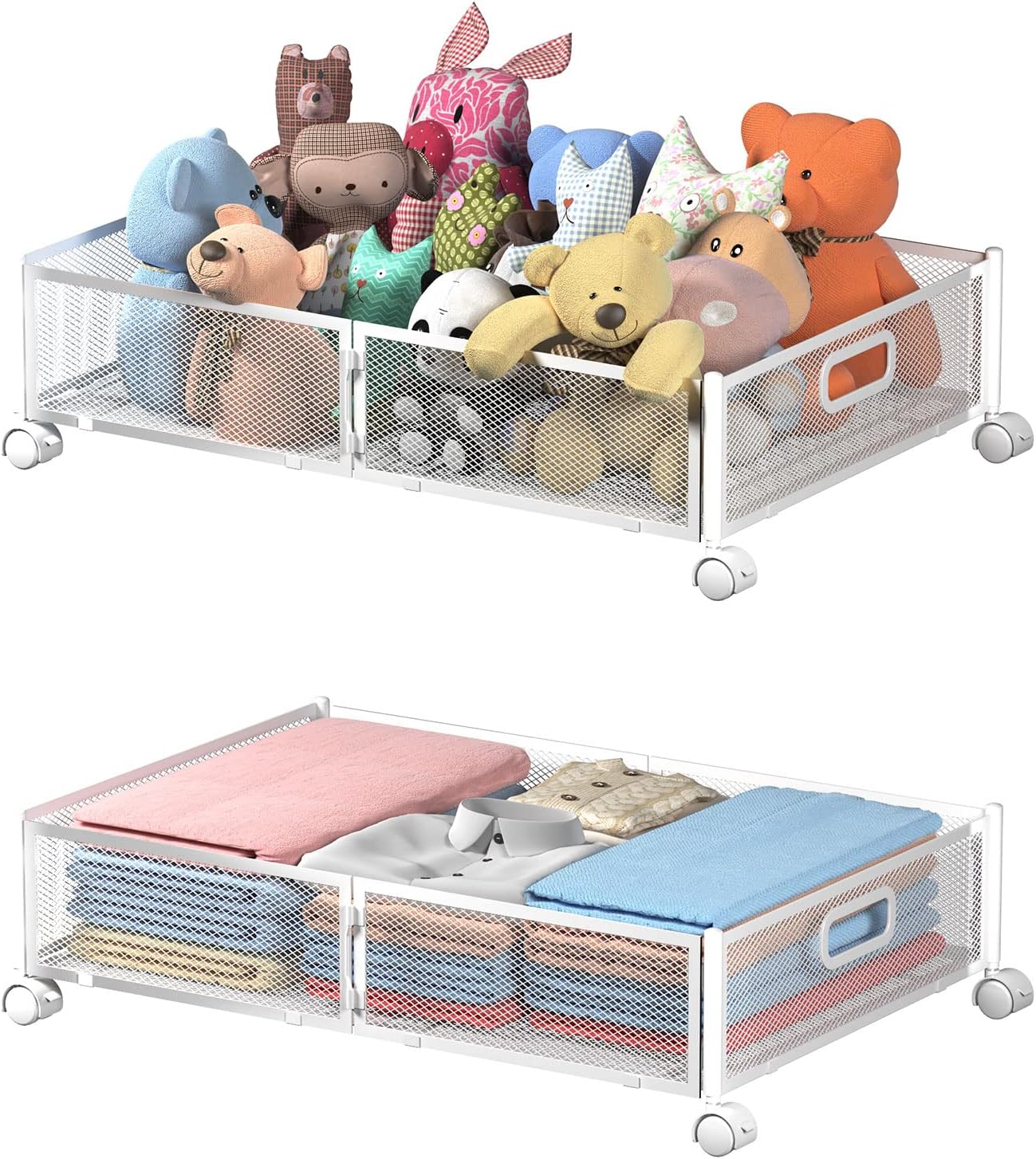 Uyokcnie Under Bed Storage Containers, Under Bed Shoe Storage With Wheels, Foldable Bedroom Storage Organization with Handles