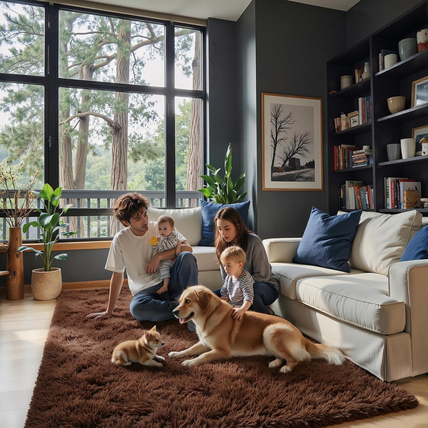 junhejiamei Area Rugs 9x12 Living Room, Large Area Rug Shaggy Carpet Soft Plush Furry Bedside Rug