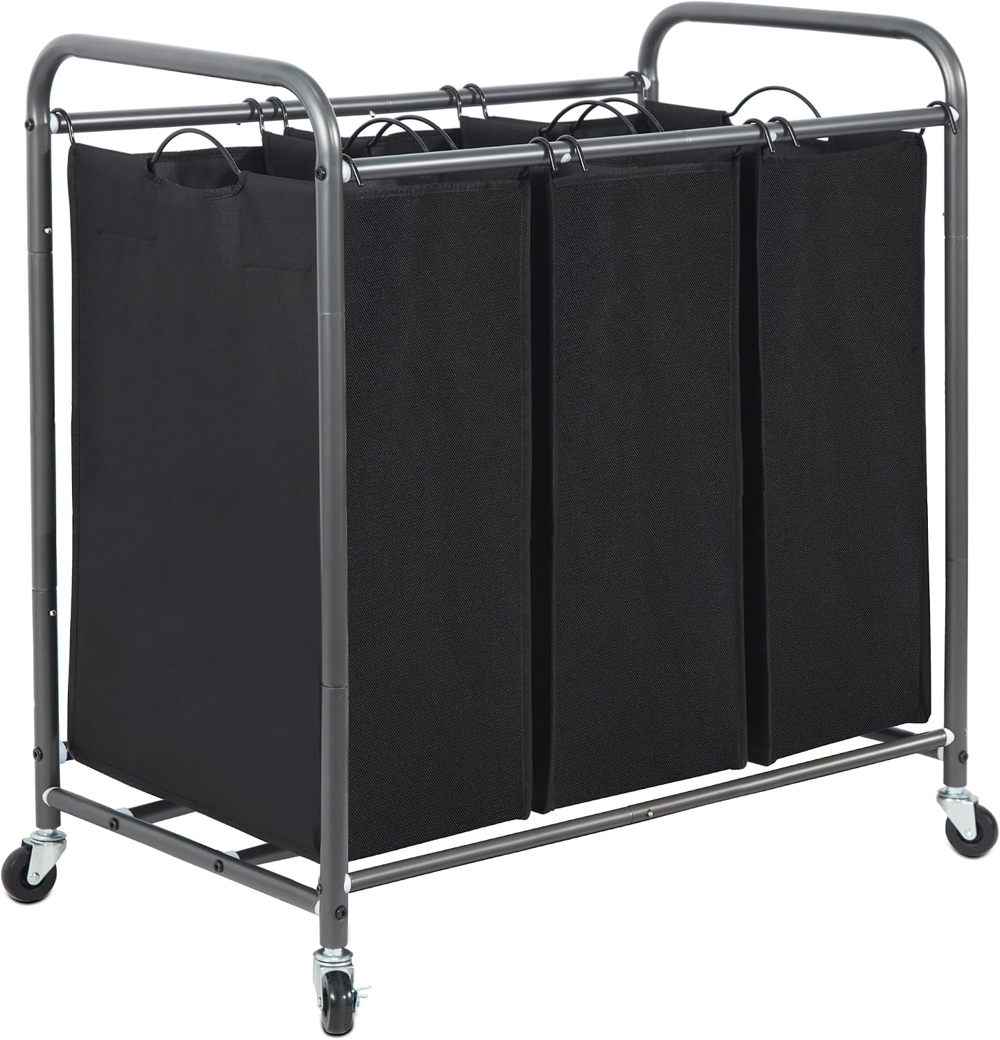 STORAGE MANIAC Laundry Sorter 4 Section, 47.5 Gal (180 L) Laundry Hamper with Wheels, Clothes Divider Basket Sorter