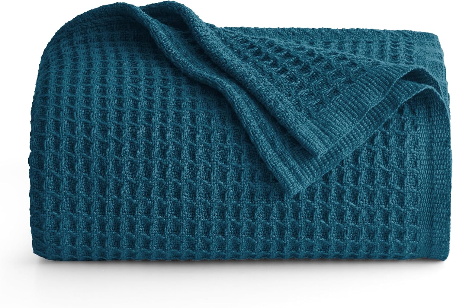 Bedsure 100% Cotton Blanket King Size for Bed - Cooling Breathable and Soft for Summer, Thick Cozy Waffle Weave Blanket Gifts for Women, White