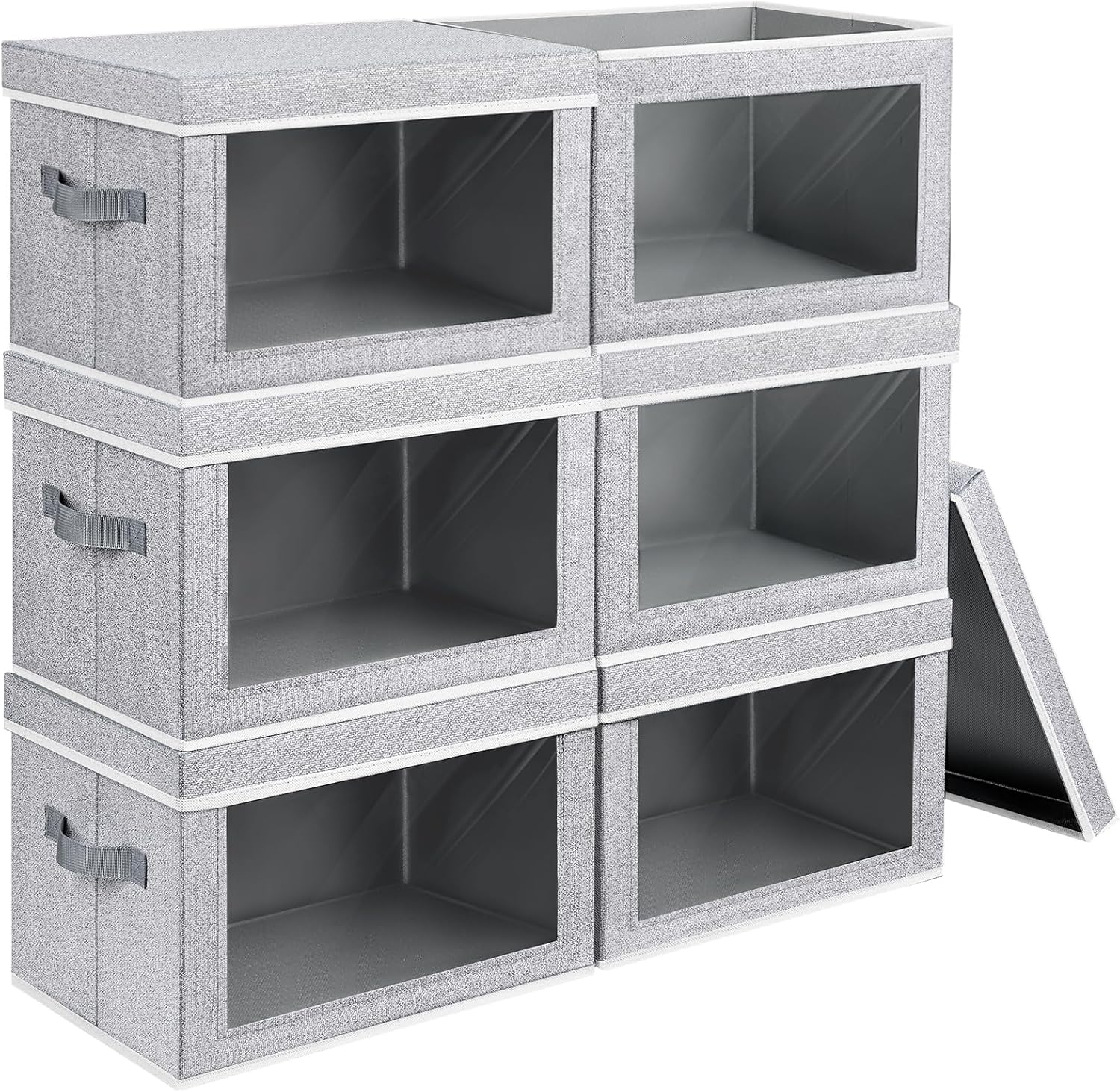 Homsorout Storage Bins with Lids - Large Decorative Basket with Lids, Fabric Foldable Closet Organizer Bins, Stackable Shelf Organizer for Living Room