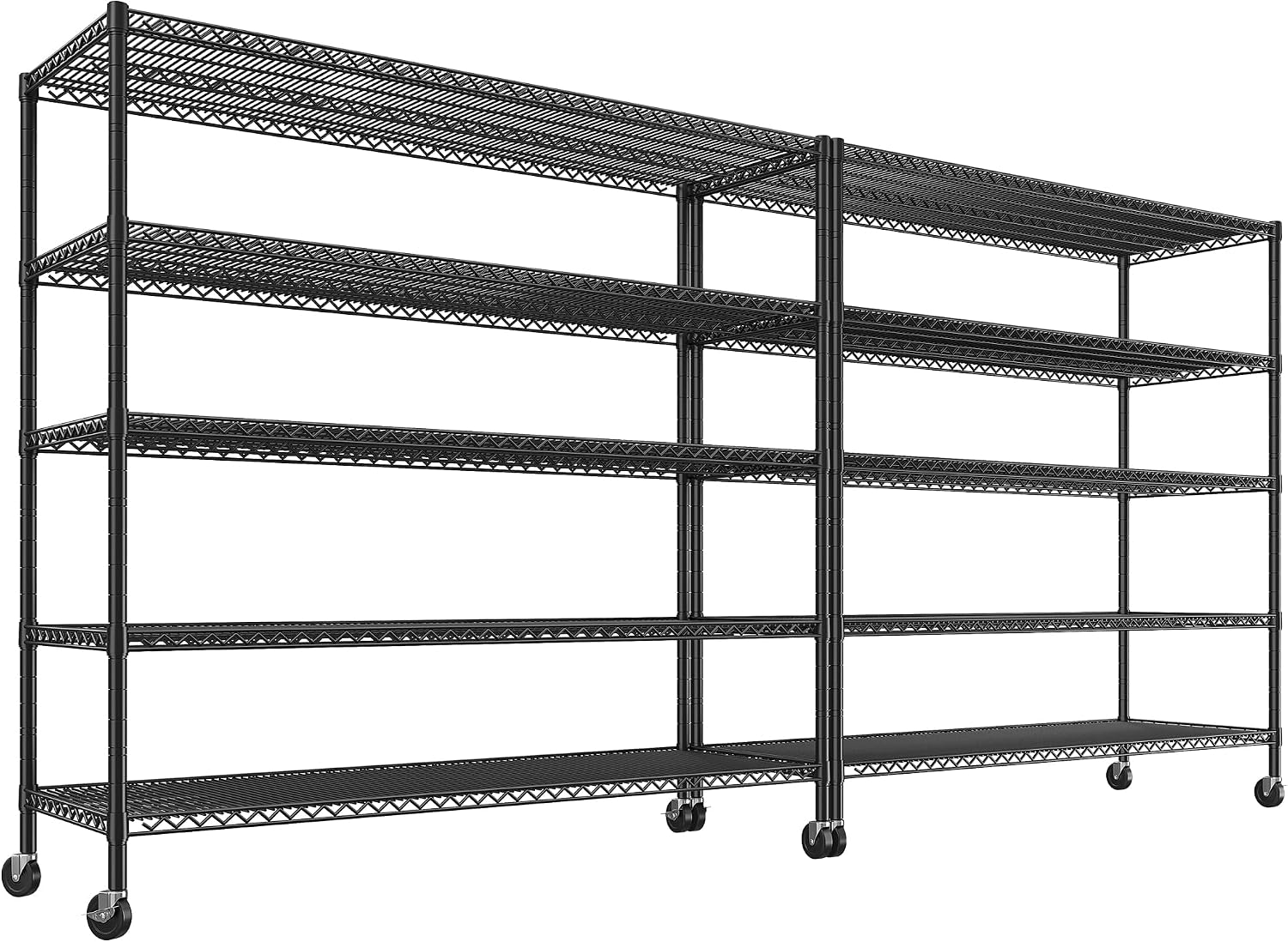 REIBII 60''W Storage Shelves 2399LBS Wire Shelving with Wheels Garage Shelving Heavy Duty Metal Shelves for Storage Rack Adjustable Shelf for
