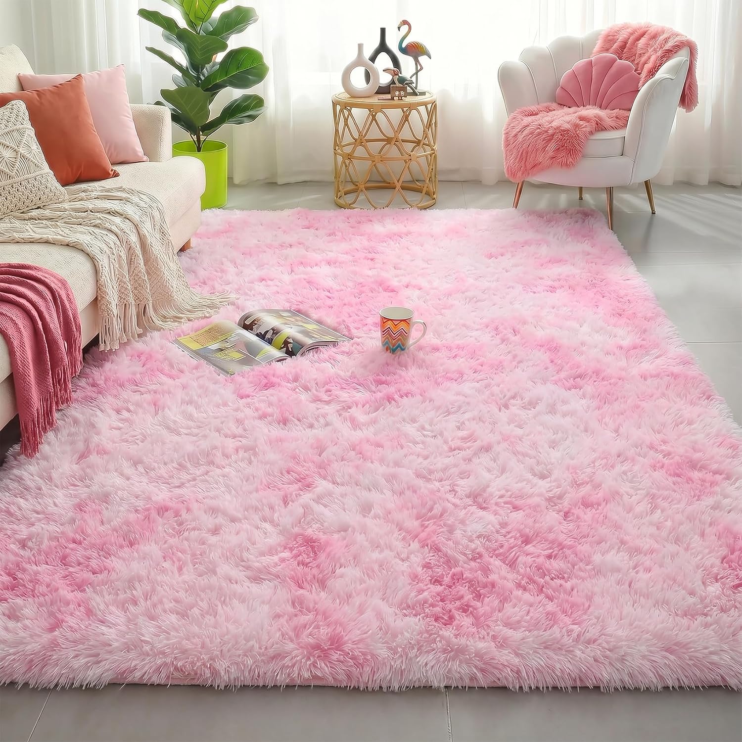 Amdrebio Grass Green Rugs for Living Room Bedroom Decor Aesthetic, 9x12 Large Fluffy Shag Area Rug for Kids Room Baby Nursery Teen Girls Boys