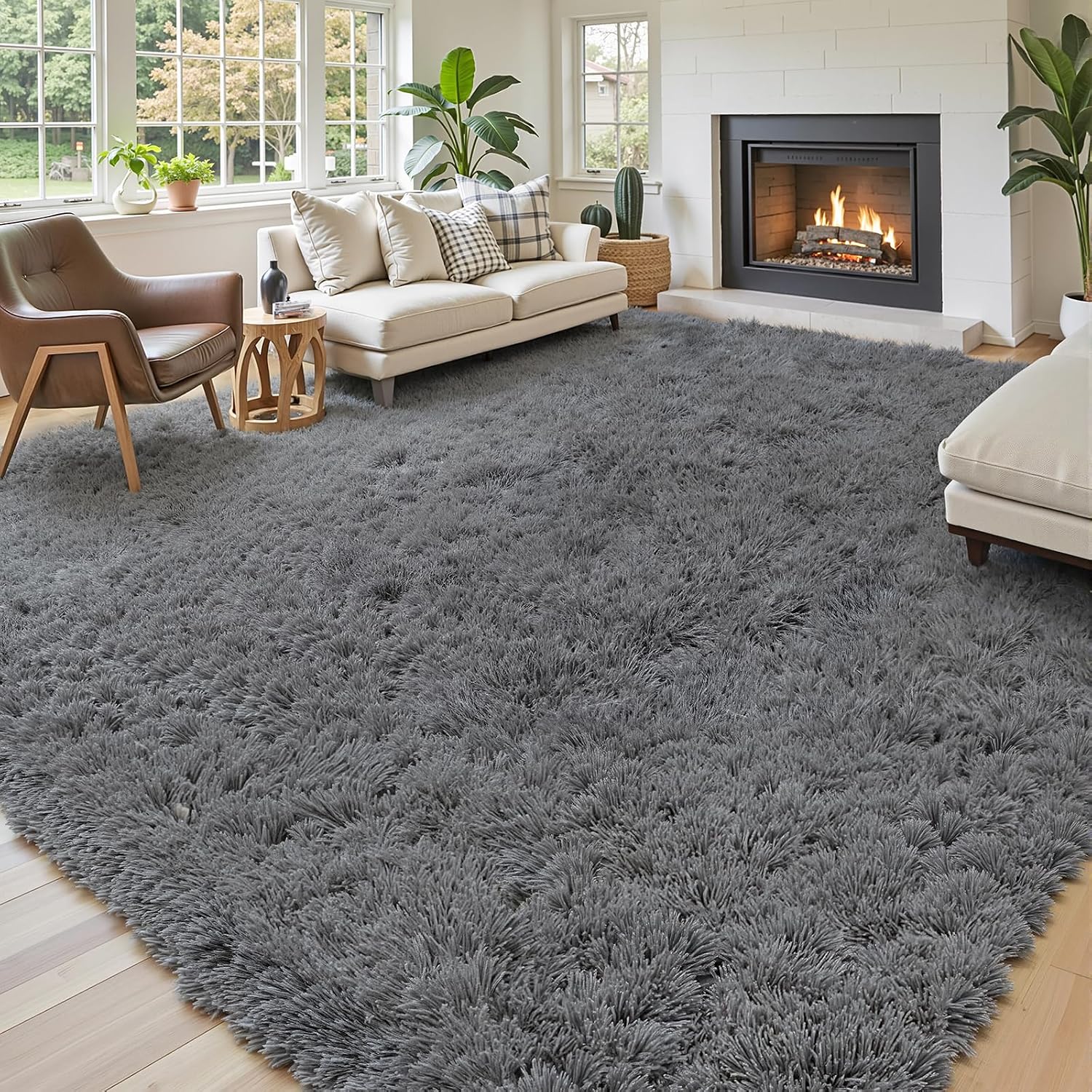 junhejiamei Area Rugs 9x12 Living Room, Large Area Rug Shaggy Carpet Soft Plush Furry Bedside Rug