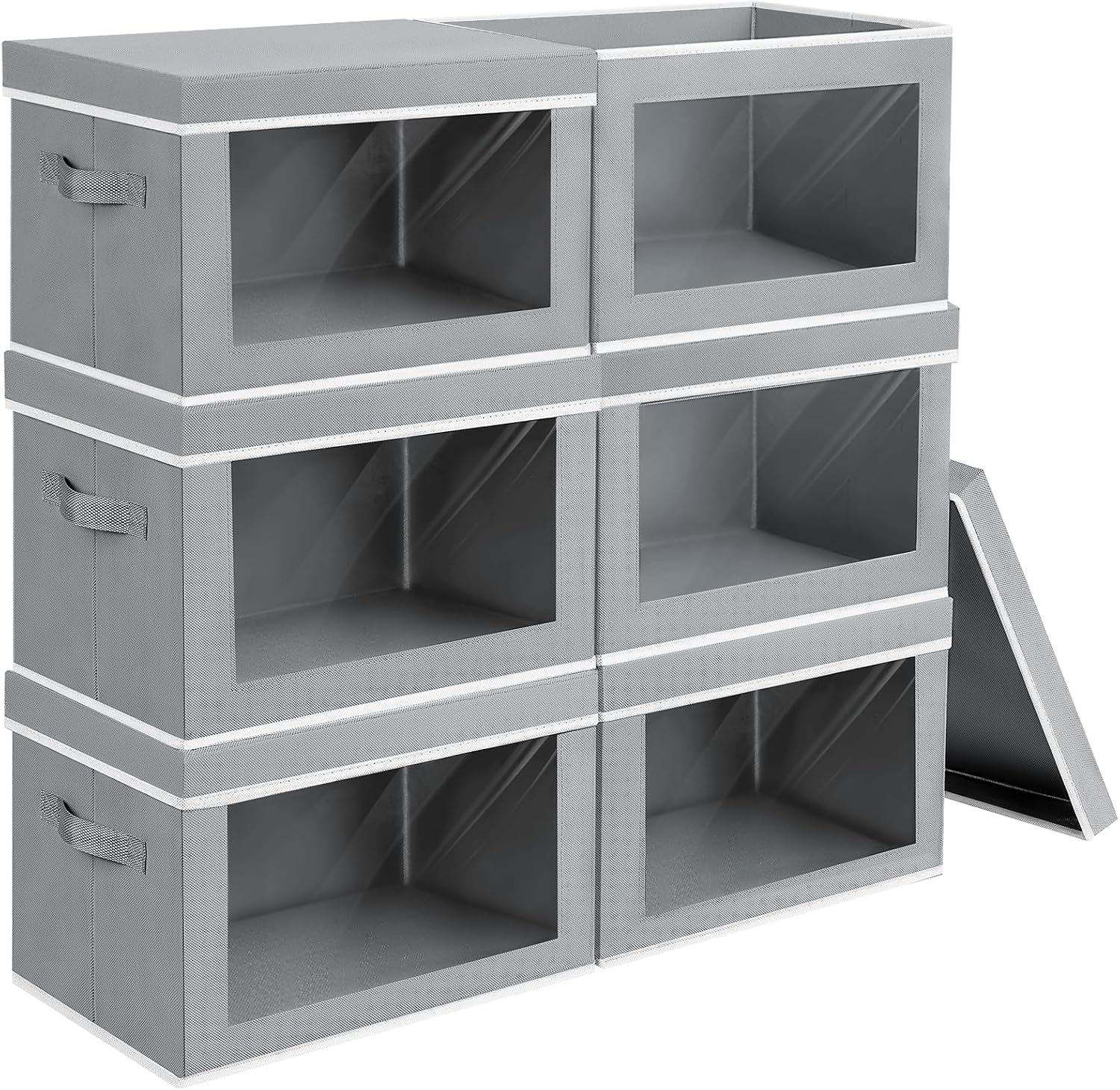 Homsorout Storage Bins with Lids - Large Decorative Basket with Lids, Fabric Foldable Closet Organizer Bins, Stackable Shelf Organizer for Living Room