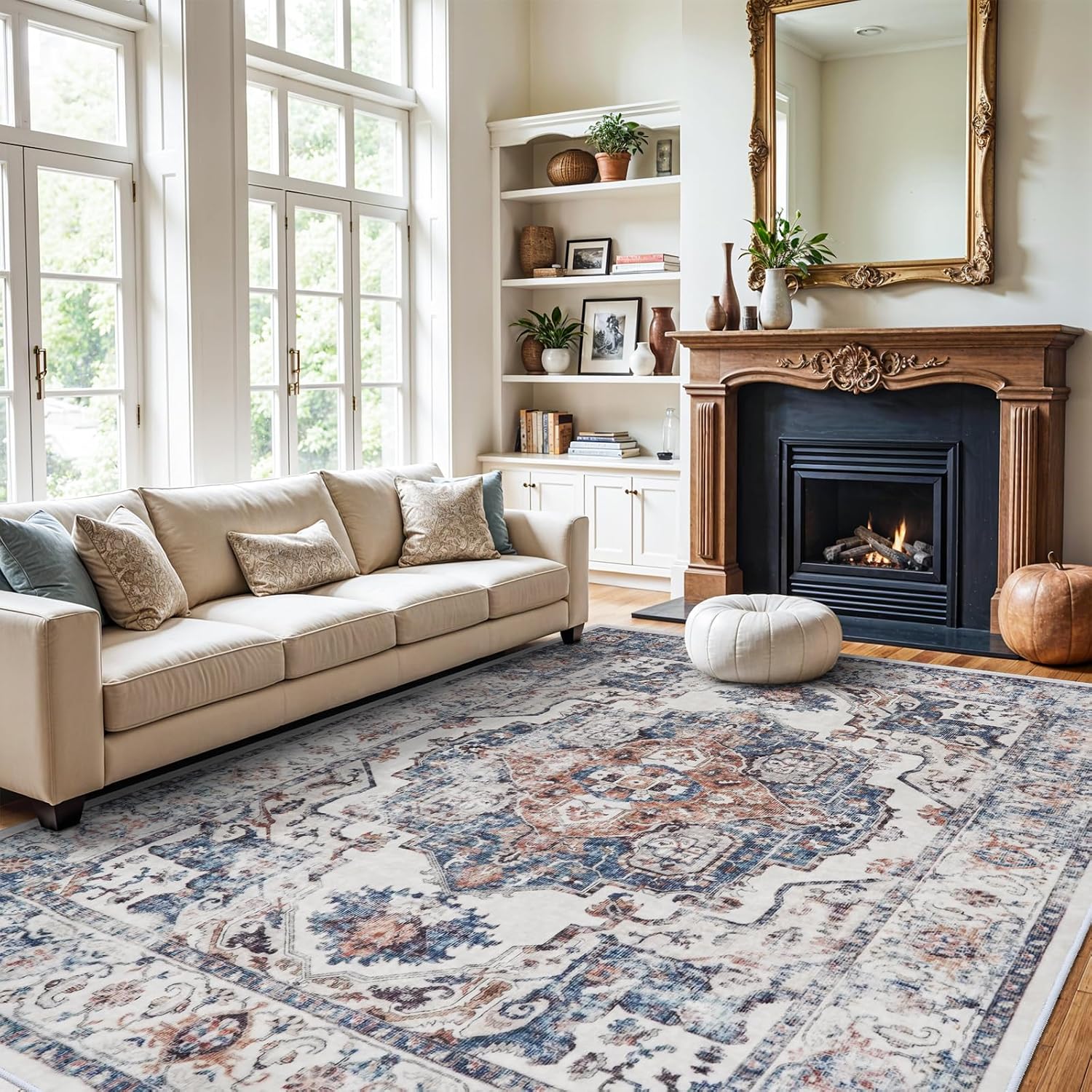HY HAO YUN LAI Washable Large 9x12 Area Rug: Living Room Oriental Non Slip Soft Rugs Indoor Low Pile Stain Resistant Carpet for Bedroom Dining Room