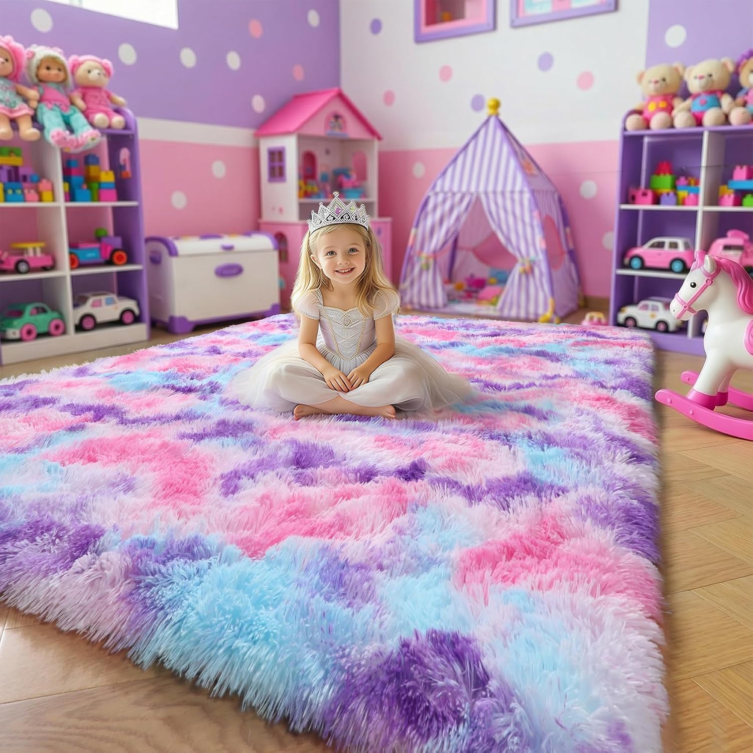 Amdrebio Grass Green Rugs for Living Room Bedroom Decor Aesthetic, 9x12 Large Fluffy Shag Area Rug for Kids Room Baby Nursery Teen Girls Boys