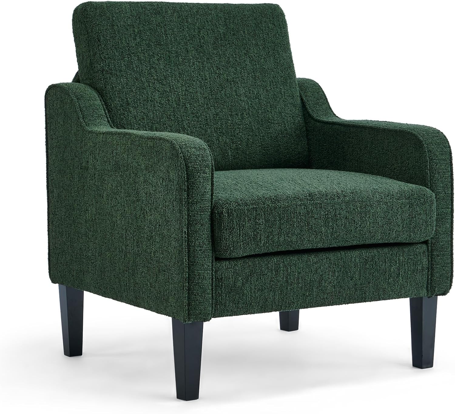 VINGLI Mid Century Modern Accent Chair, Light Grey Fabric Accent Chairs for Living Room Upholstered Armchair with Scooped Arms for Bedroom, Apartment