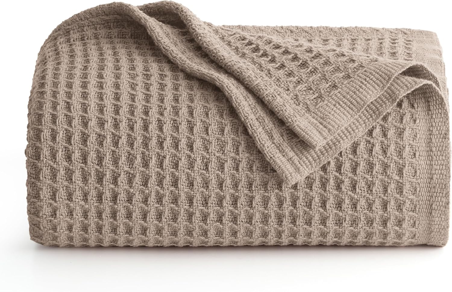 Bedsure 100% Cotton Blanket King Size for Bed - Cooling Breathable and Soft for Summer, Thick Cozy Waffle Weave Blanket Gifts for Women, White