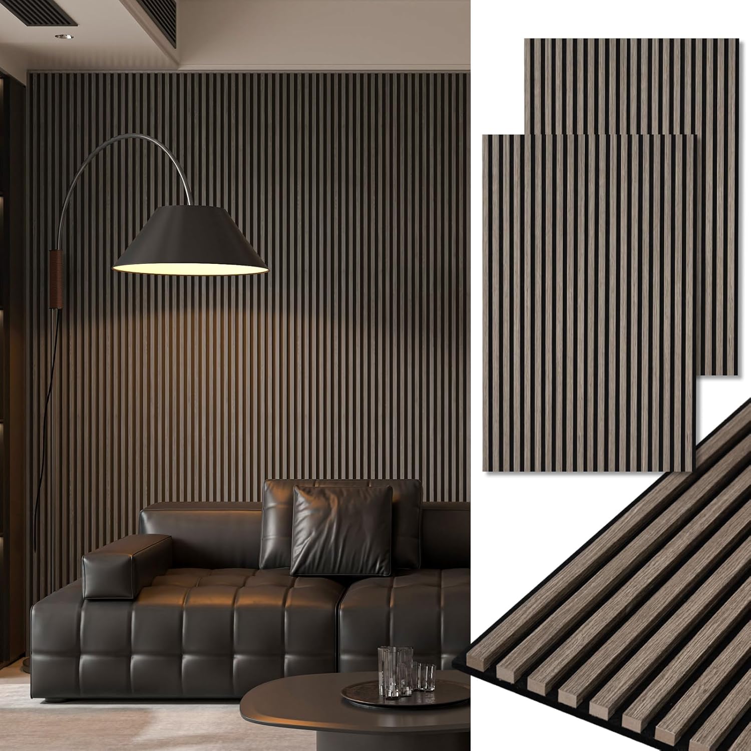 Art3d 2-Pack 108" x 12" Acoustic Wood Panels for Wall, Soundproof Wood Slat Panel for Wall and Ceiling