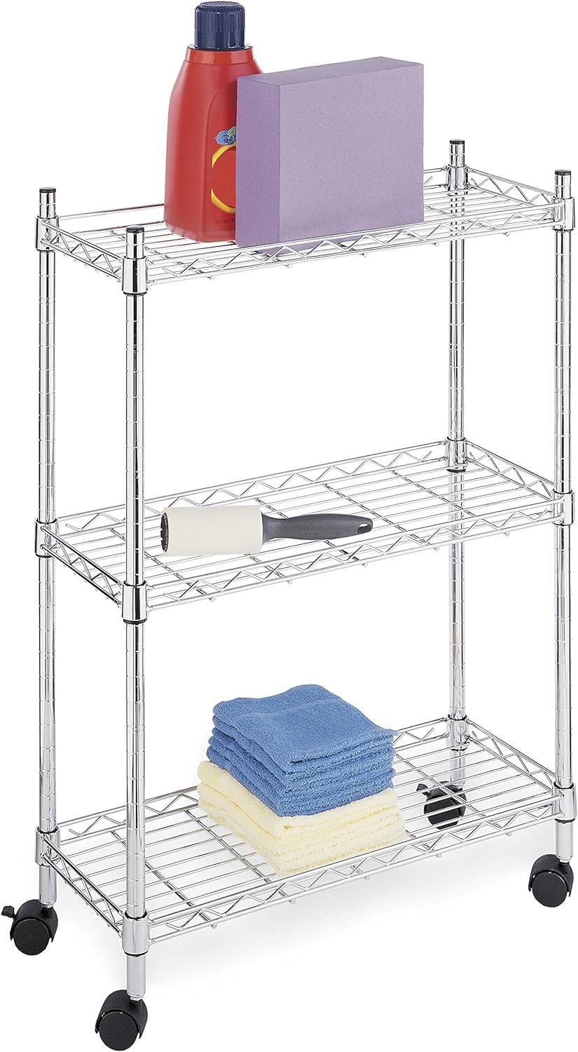 Whitmor 3-Wire Shelving Unit, Metal Storage Shelves, Easy Assembly Home Organizer for Pantry, Kitchen, Garage, Plant