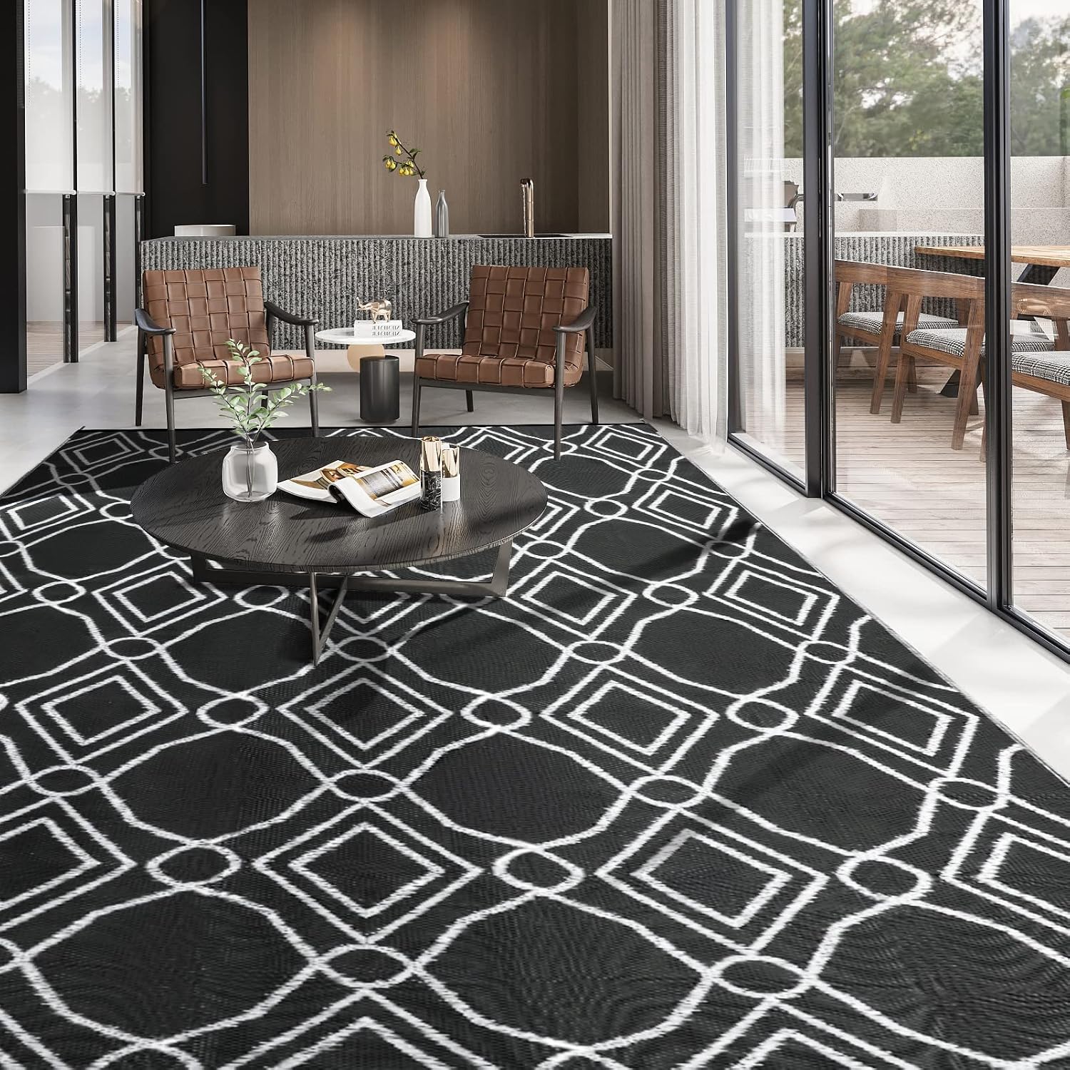Kohree Outdoor Rug 9x12 Reversible, Waterproof Outdoor Plastic Straw Rug RV Patio Mat, Non-Slip Easy-Cleaning RV Outdoor Mat Carpet for Deck, Patio