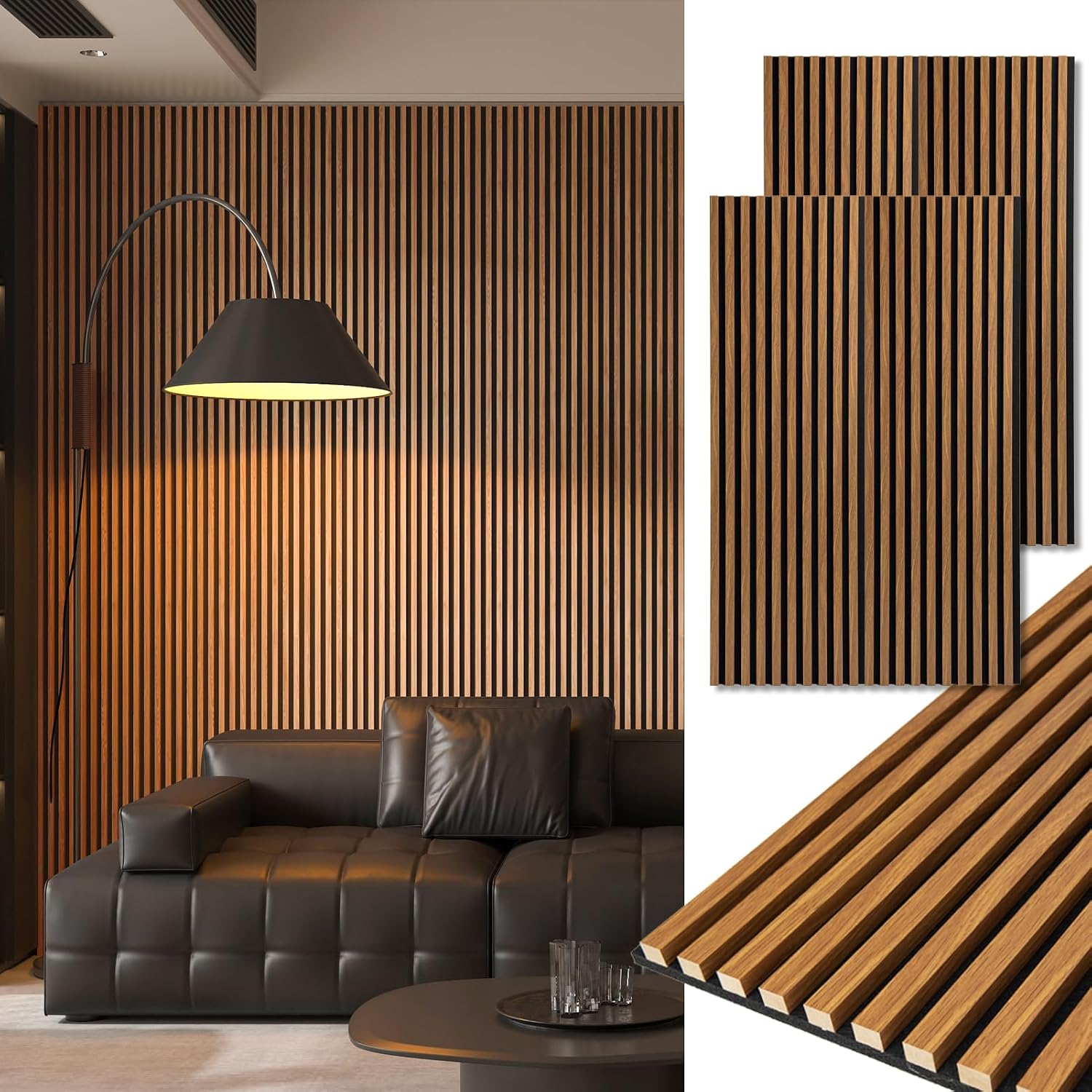 Art3d 2-Pack 108" x 12" Acoustic Wood Panels for Wall, Soundproof Wood Slat Panel for Wall and Ceiling