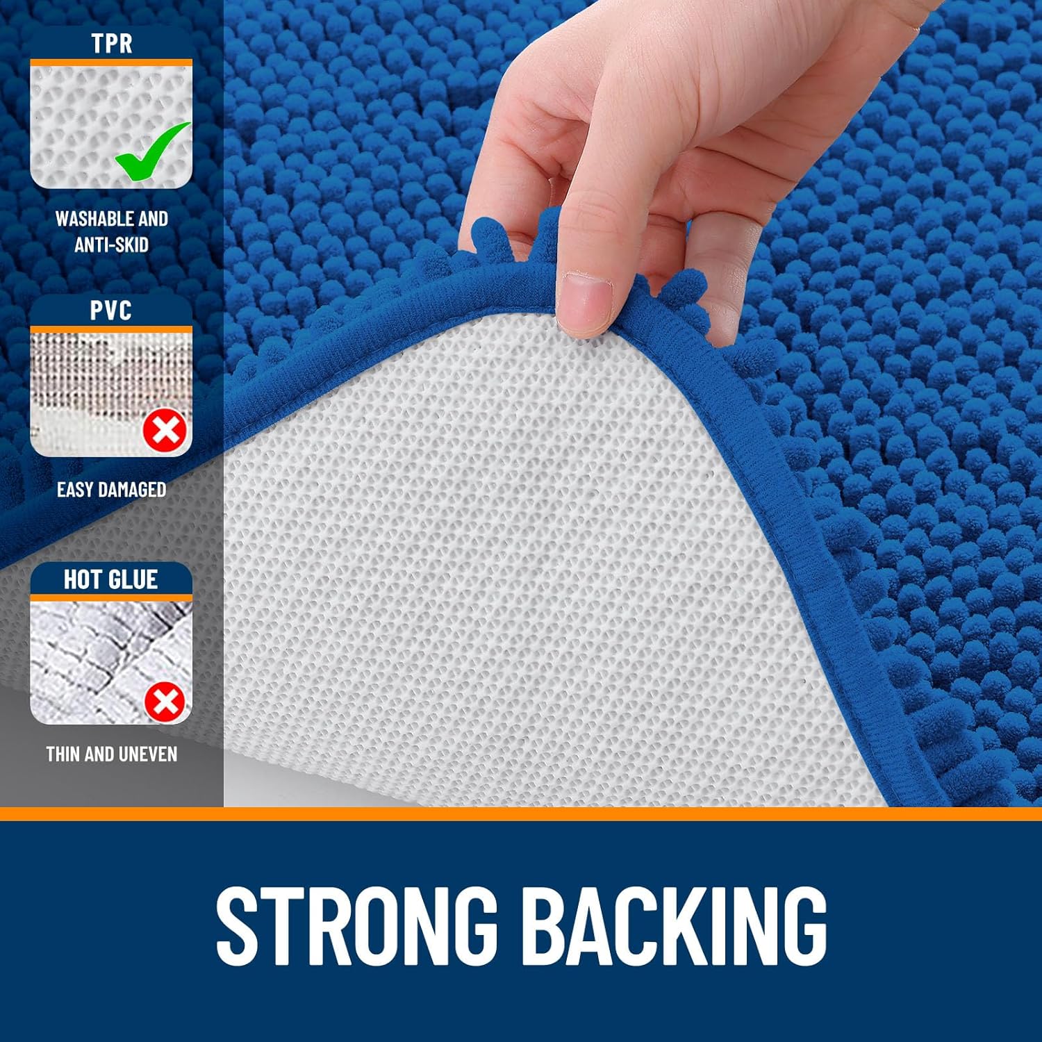 OLANLY Large Bathroom Rugs 70x46, Soft Absorbent Chenille Bath Rugs, Rubber Backing Quick Dry, Machine Washable Bath Mats for Bathroom Floor