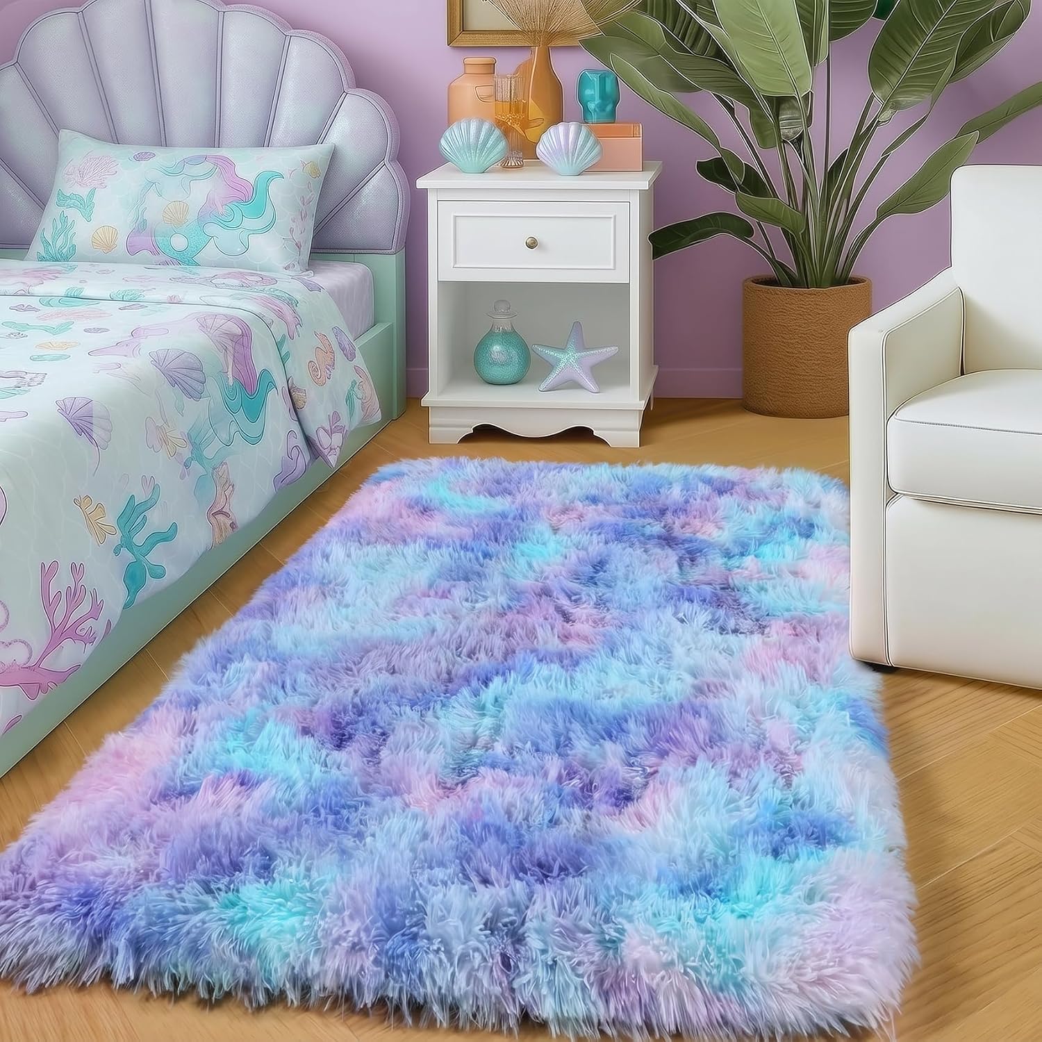 Amdrebio Grass Green Rugs for Living Room Bedroom Decor Aesthetic, 9x12 Large Fluffy Shag Area Rug for Kids Room Baby Nursery Teen Girls Boys
