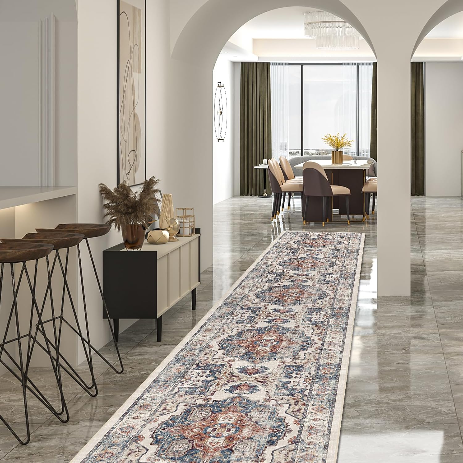 HY HAO YUN LAI Washable Large 9x12 Area Rug: Living Room Oriental Non Slip Soft Rugs Indoor Low Pile Stain Resistant Carpet for Bedroom Dining Room
