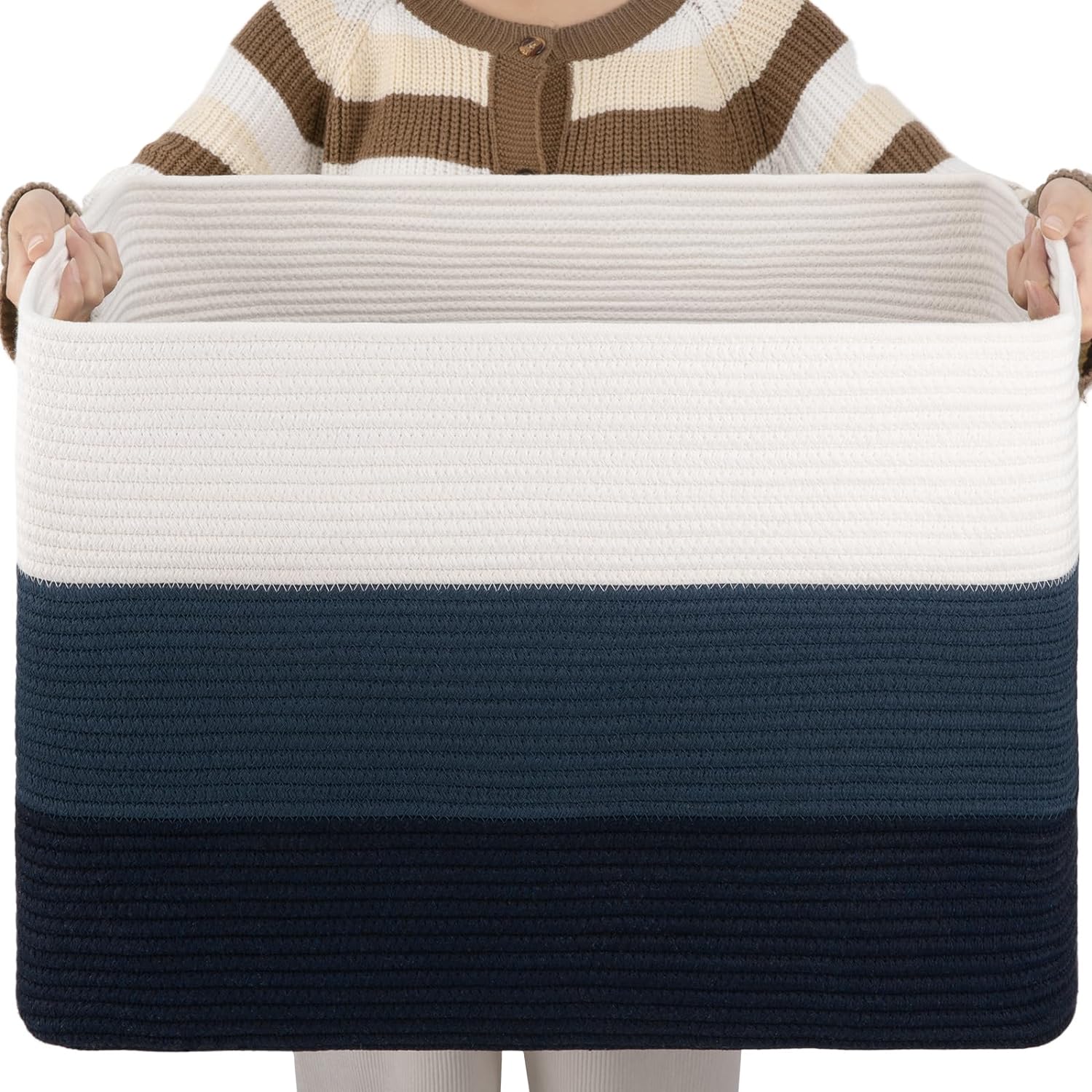 OIAHOMY Large Blanket Basket, 22"x17"x12" Laundry Baskets, Nursery Blanket Storage Living Room, Toy Storage With Handle