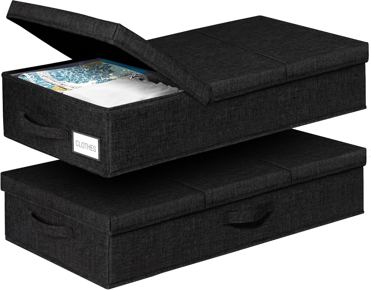 punemi 6 in Tall Under Bed Storage Containers with Firm Sides, 3Pack, Grey, Firm Sides, Top &Bottom, Stackable Design, for Blankets, Clothes and Toys