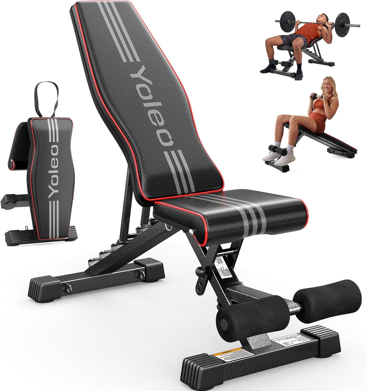 YOLEO Adjustable Weight Bench for Home Gym, ASTM-Certified 827LBS, 98% Pre-Assembled, Foldable Gym Bench with 84 Positions Incline Decline Flat