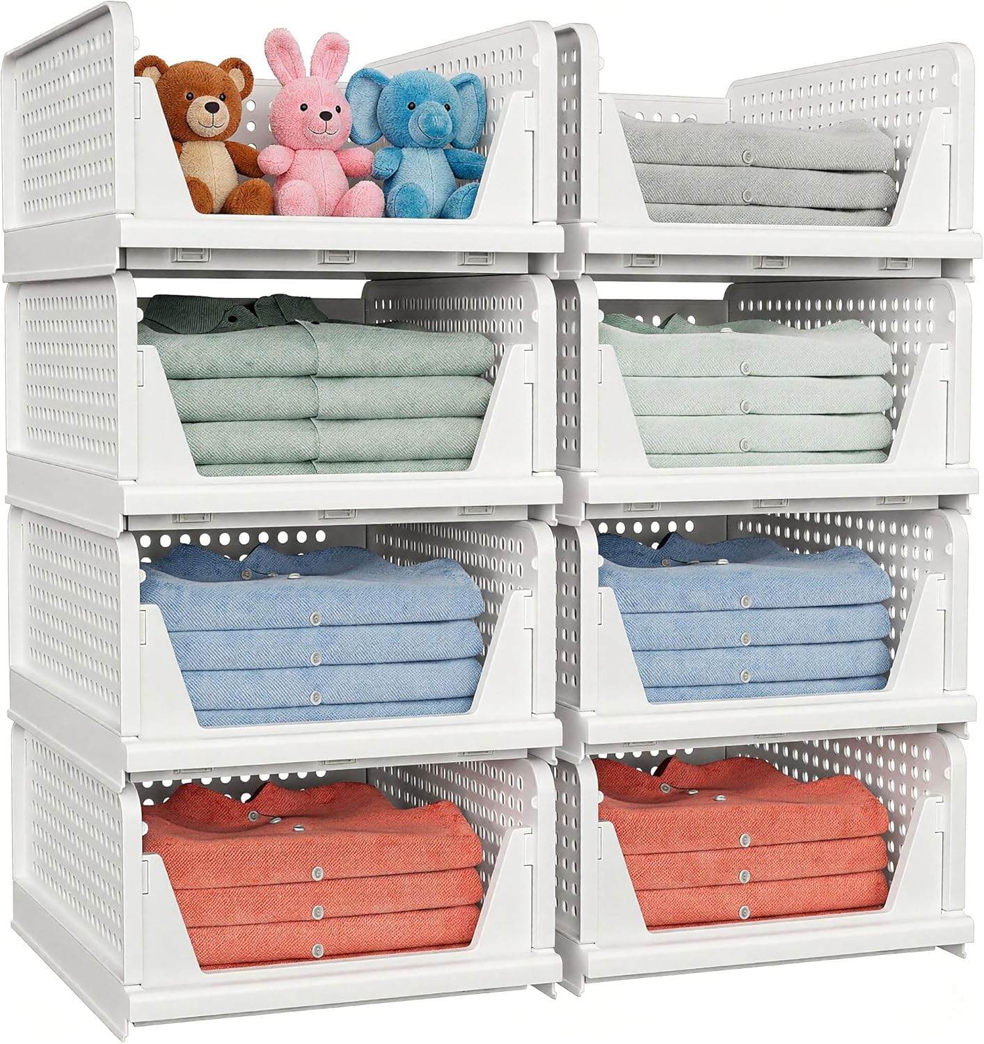 5 Pack Stackable Closet Storage Basket - Stackable Storage Bins, Multifunctional and Foldable Closet Organizer Waterproof