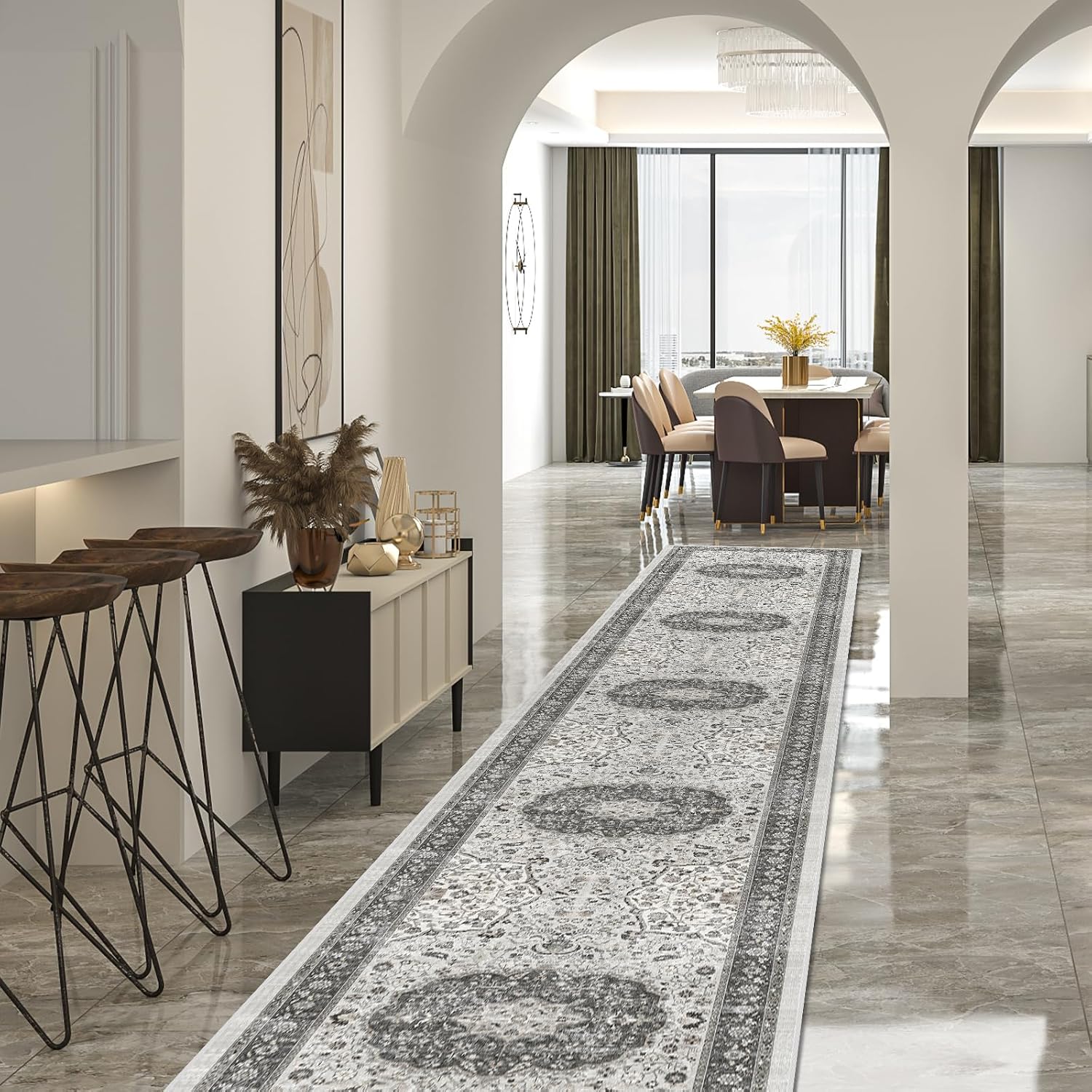 HY HAO YUN LAI Washable Large 9x12 Area Rug: Living Room Oriental Non Slip Soft Rugs Indoor Low Pile Stain Resistant Carpet for Bedroom Dining Room
