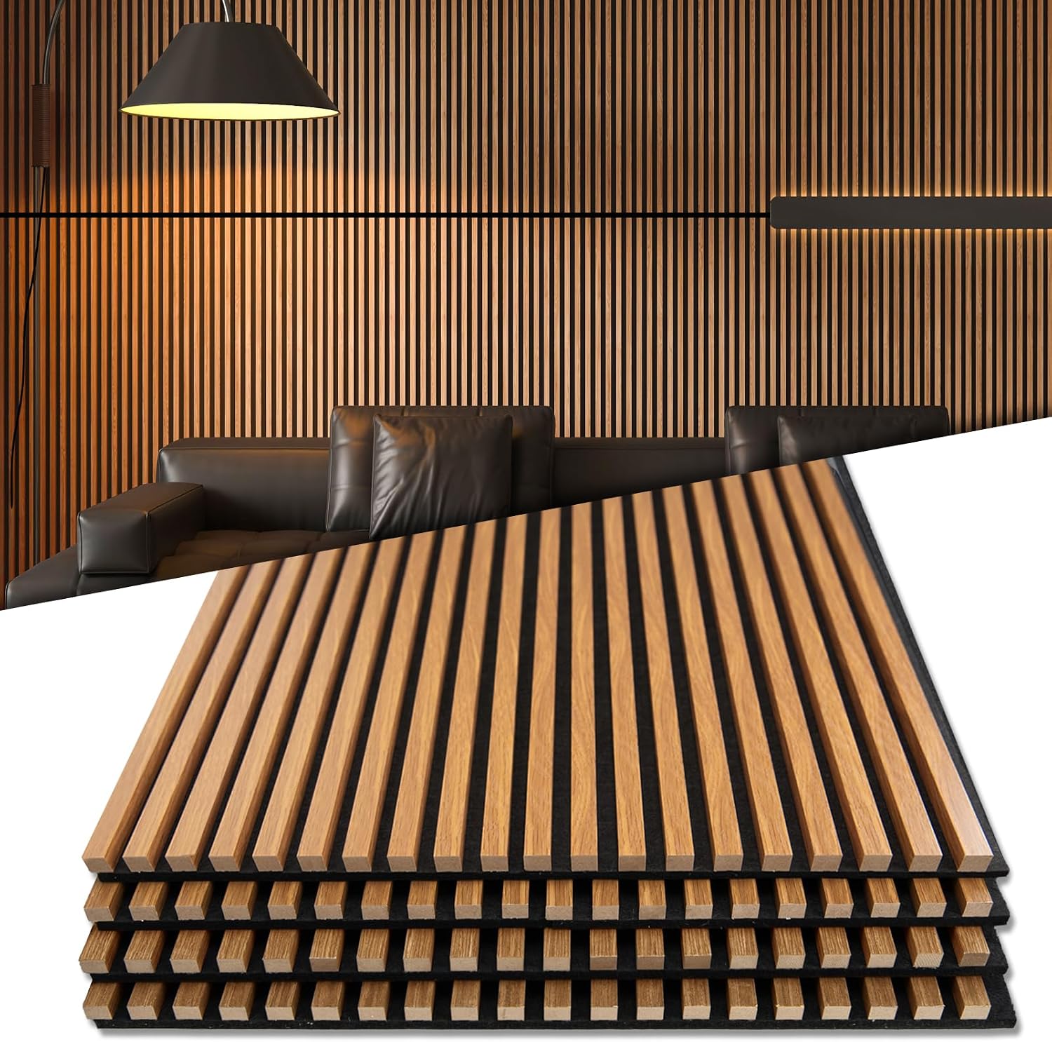Art3d 2-Pack 108" x 12" Acoustic Wood Panels for Wall, Soundproof Wood Slat Panel for Wall and Ceiling
