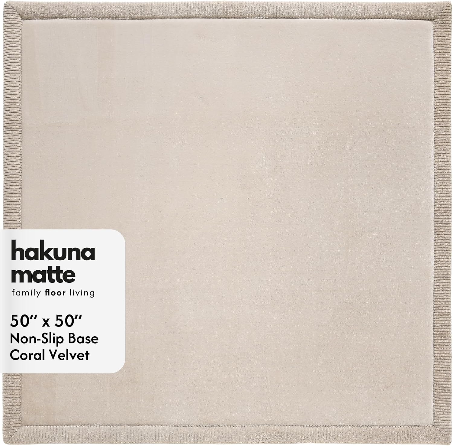Hakuna Matte CloudSoft Mat for Floor 60" x 80" Beige, Coral Velvet high-density foam Rug - Non-Slip, Water-Resistant