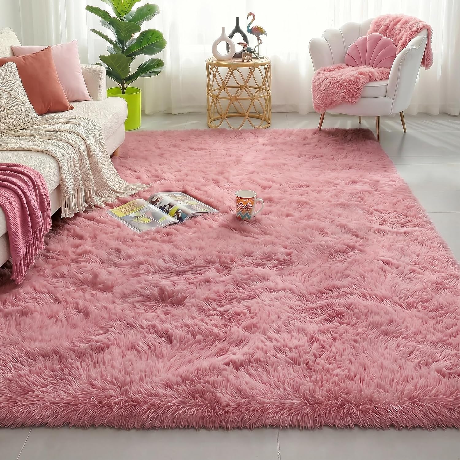 Amdrebio Grass Green Rugs for Living Room Bedroom Decor Aesthetic, 9x12 Large Fluffy Shag Area Rug for Kids Room Baby Nursery Teen Girls Boys