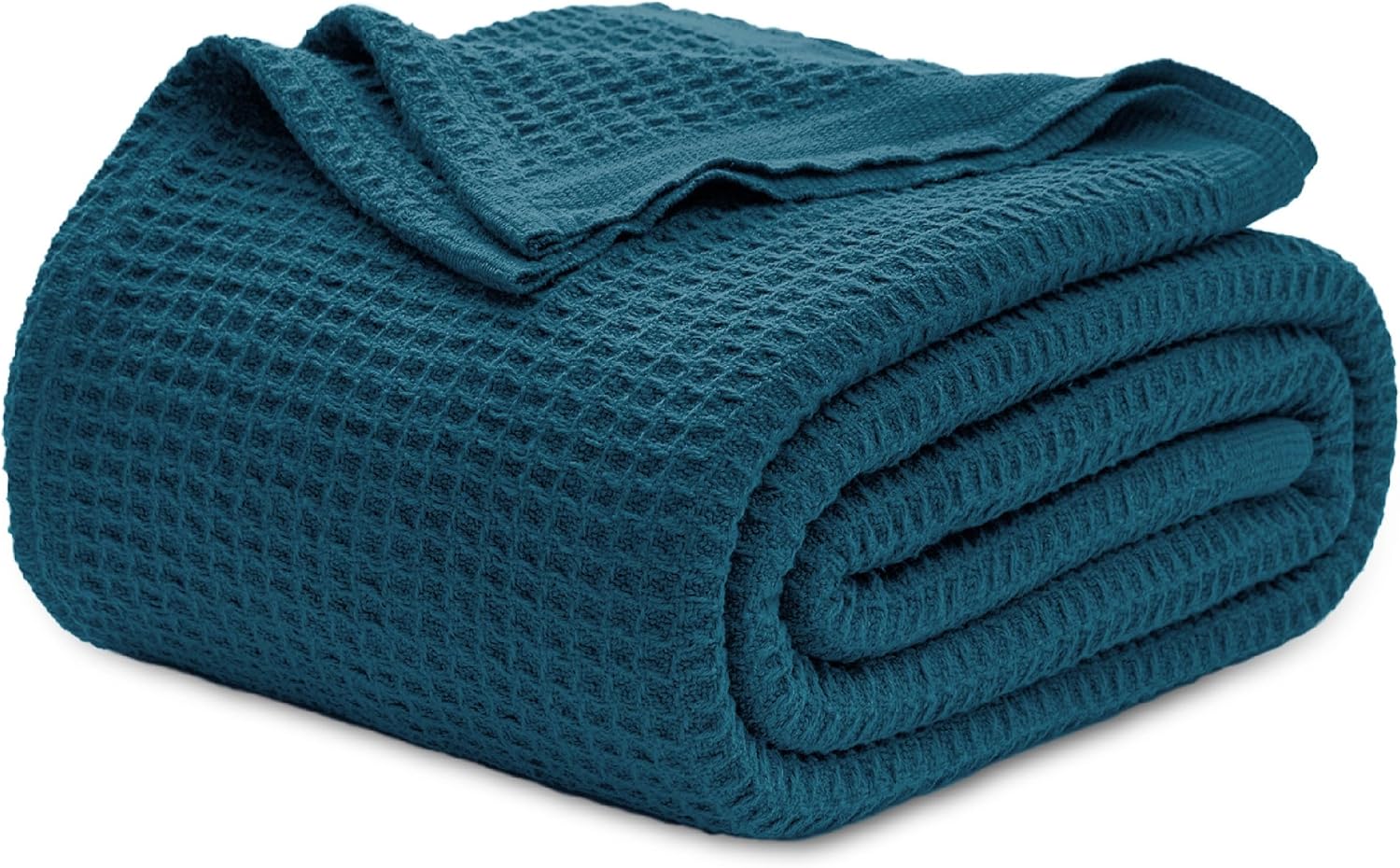 Bedsure 100% Cotton Blanket King Size for Bed - Cooling Breathable and Soft for Summer, Thick Cozy Waffle Weave Blanket Gifts for Women, White