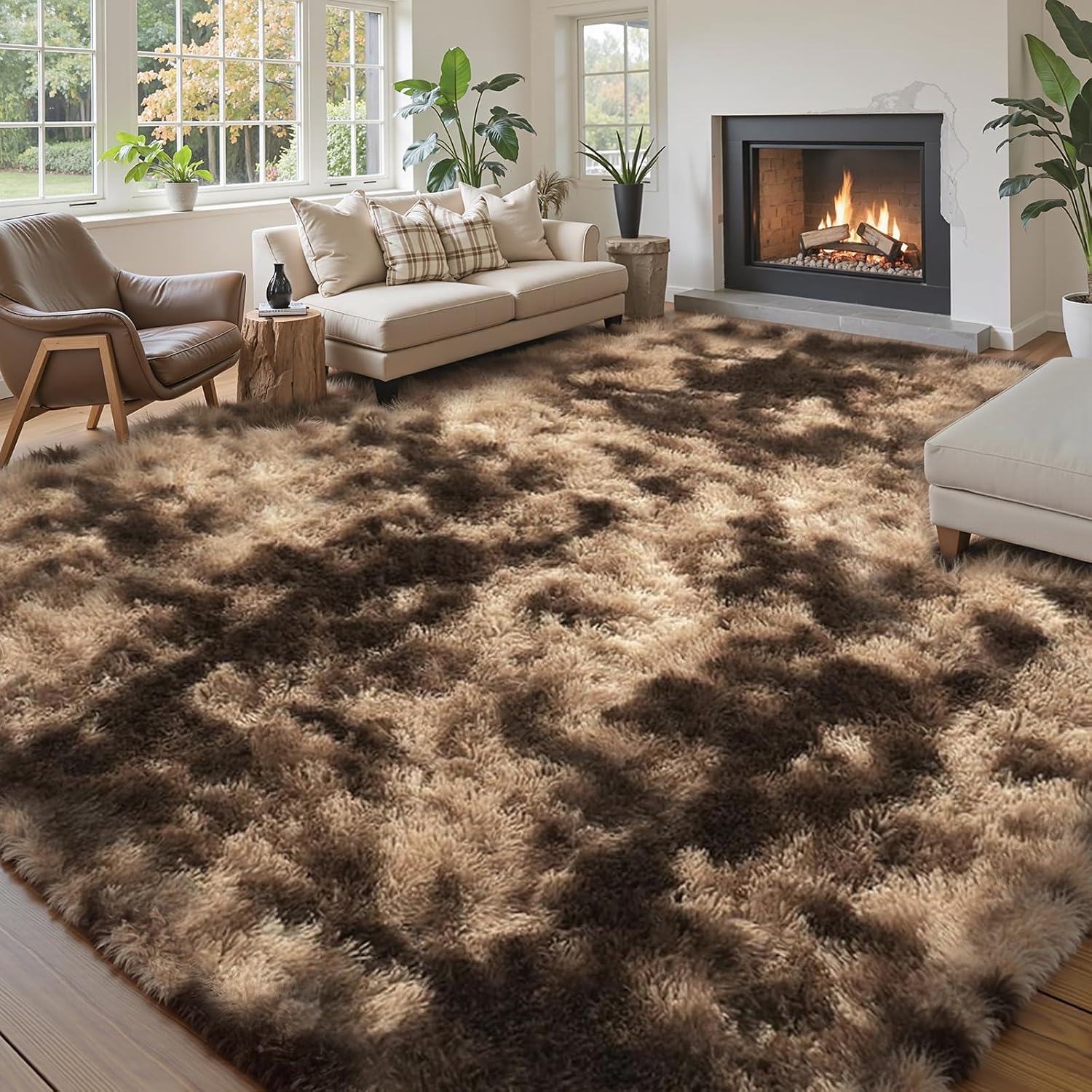 junhejiamei Area Rugs 9x12 Living Room, Large Area Rug Shaggy Carpet Soft Plush Furry Bedside Rug