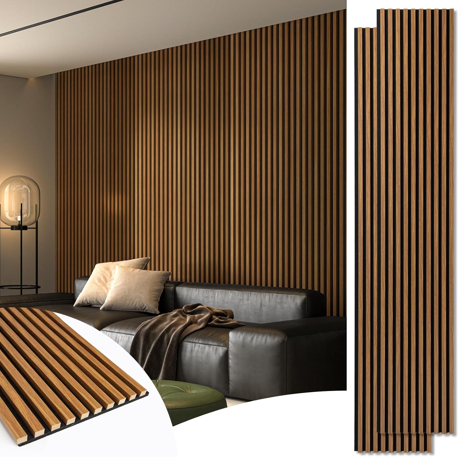 Art3d 2-Pack 108" x 12" Acoustic Wood Panels for Wall, Soundproof Wood Slat Panel for Wall and Ceiling