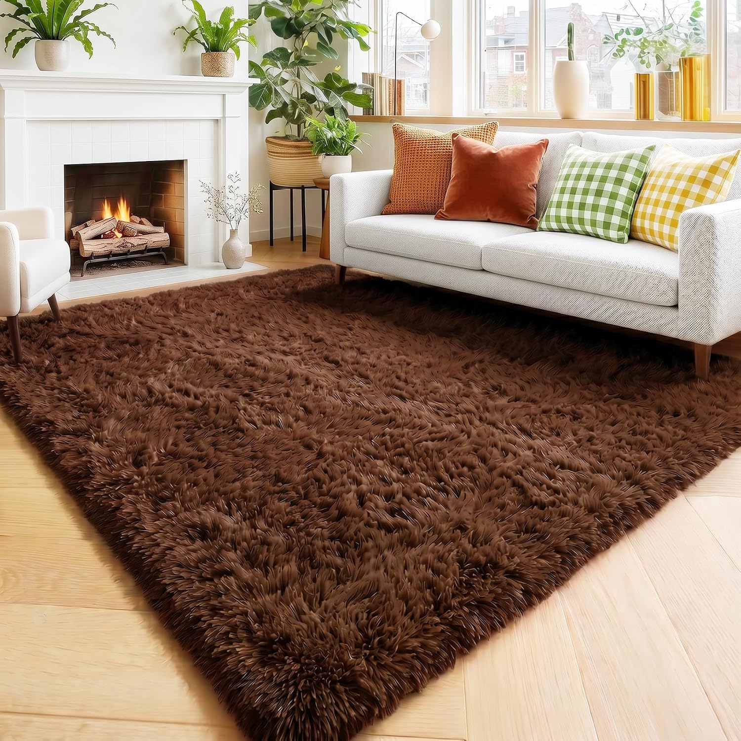 Amdrebio Grass Green Rugs for Living Room Bedroom Decor Aesthetic, 9x12 Large Fluffy Shag Area Rug for Kids Room Baby Nursery Teen Girls Boys